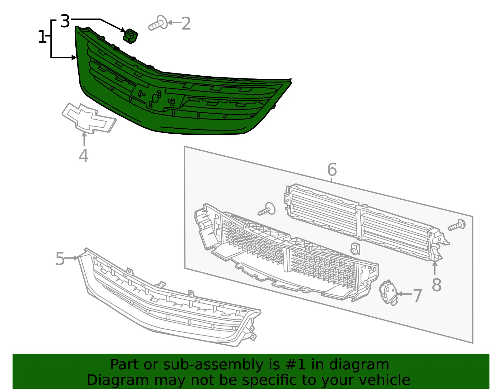 Front Outer Grille - GM (84720369) - view 3
