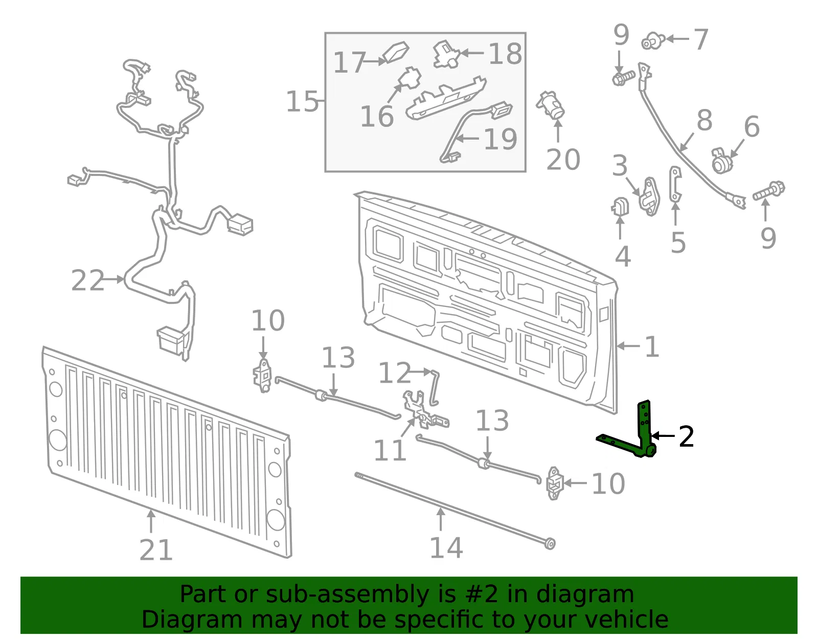 Driver Side Tailgate Closure Side Hinge - GM (84720395) - view 4