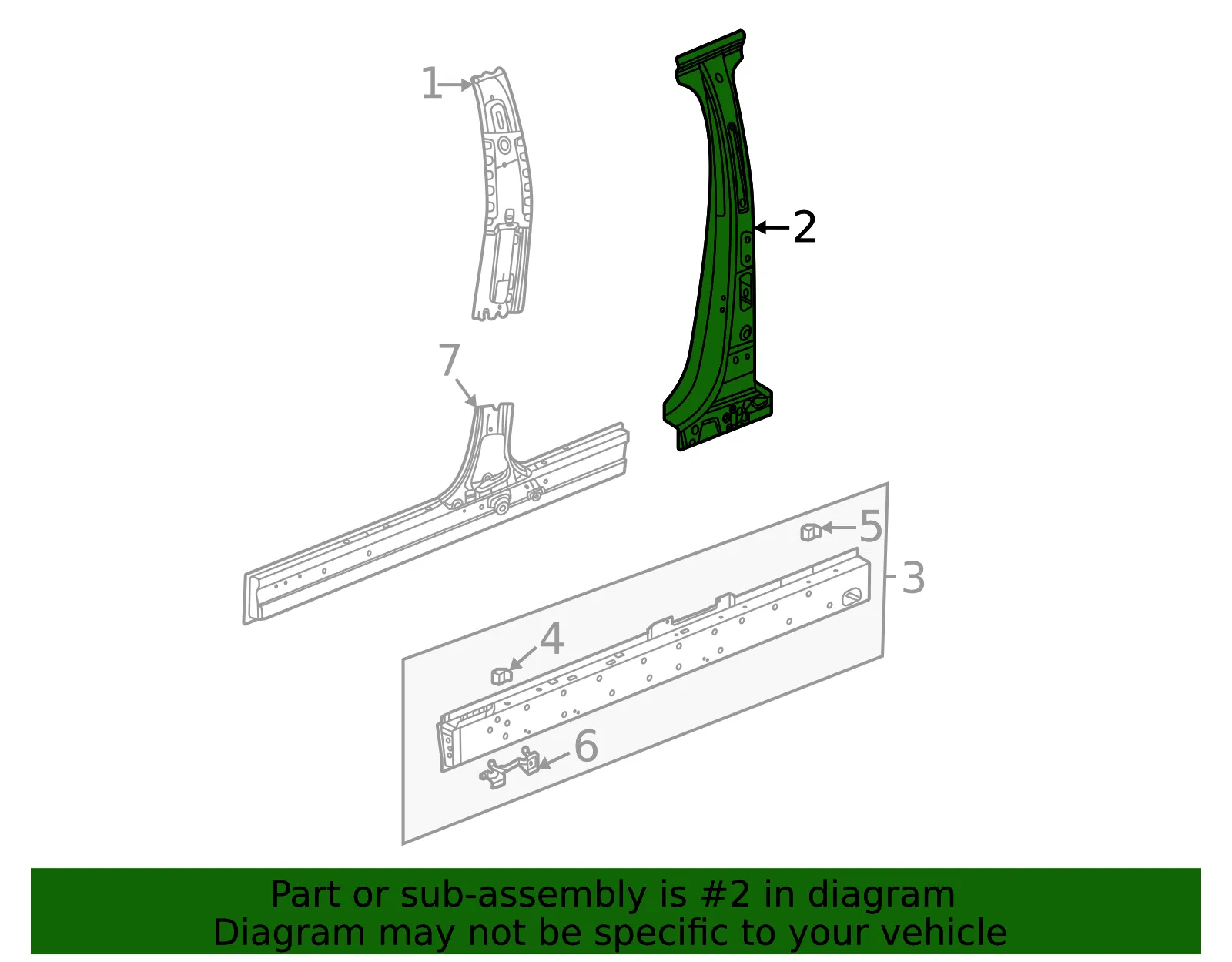 Driver Side B-Pillar Outer Panel Reinforcement - GM (84725672) - view 3