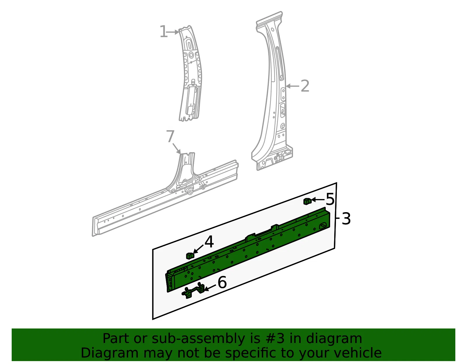 Driver Side Rocker Outer Panel - GM (84725695) - view 3