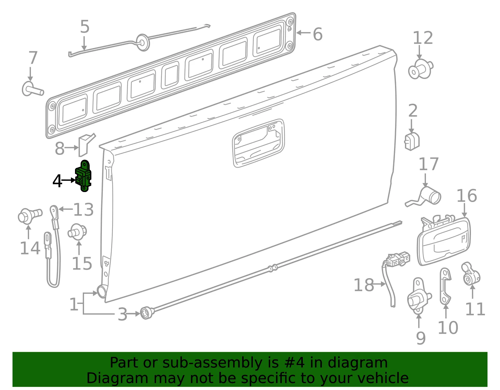 Driver Side Tailgate Latch Assembly - GM (84741505) - view 6