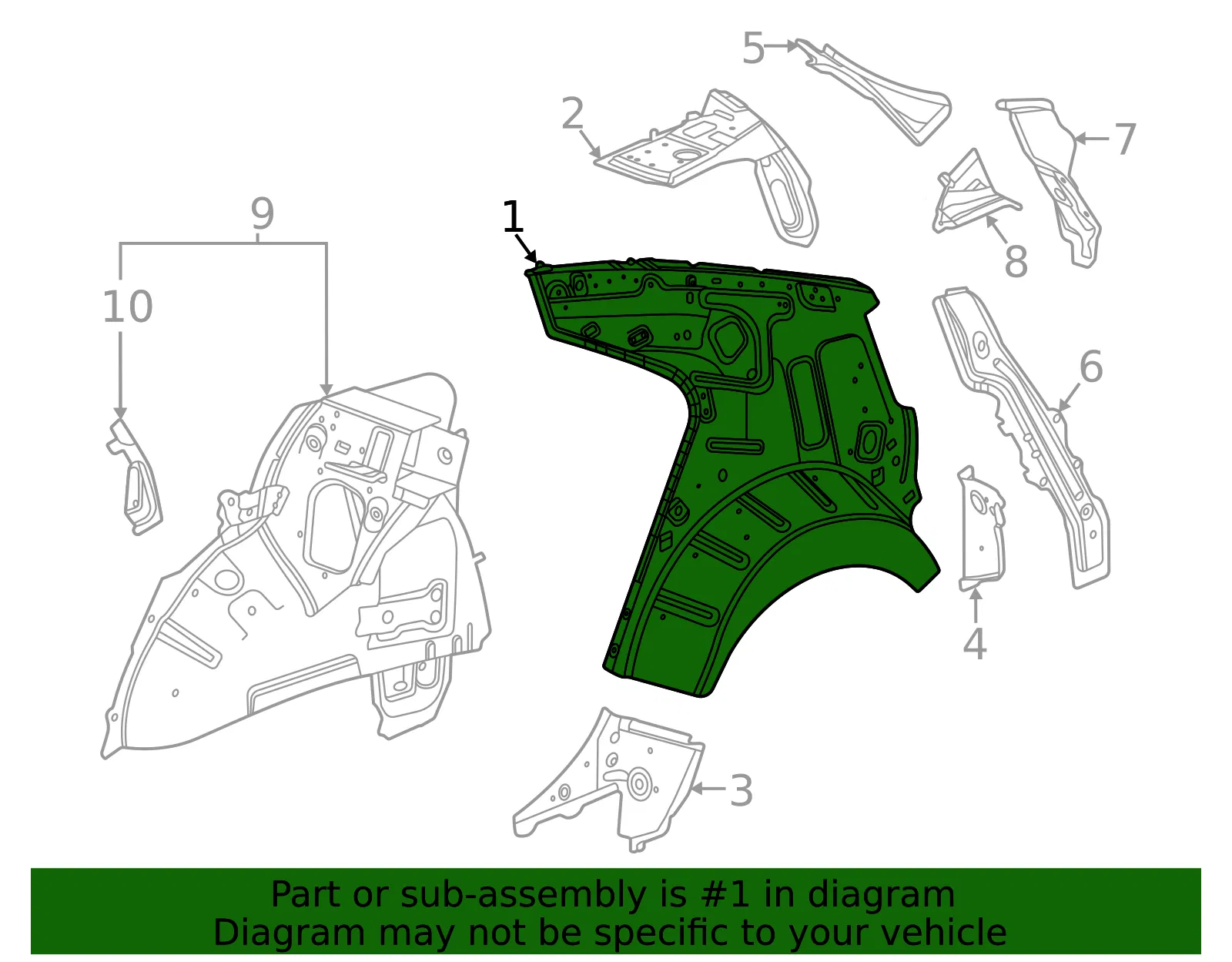 Driver Side Quarter Inner Panel - GM (84773622) - view 3