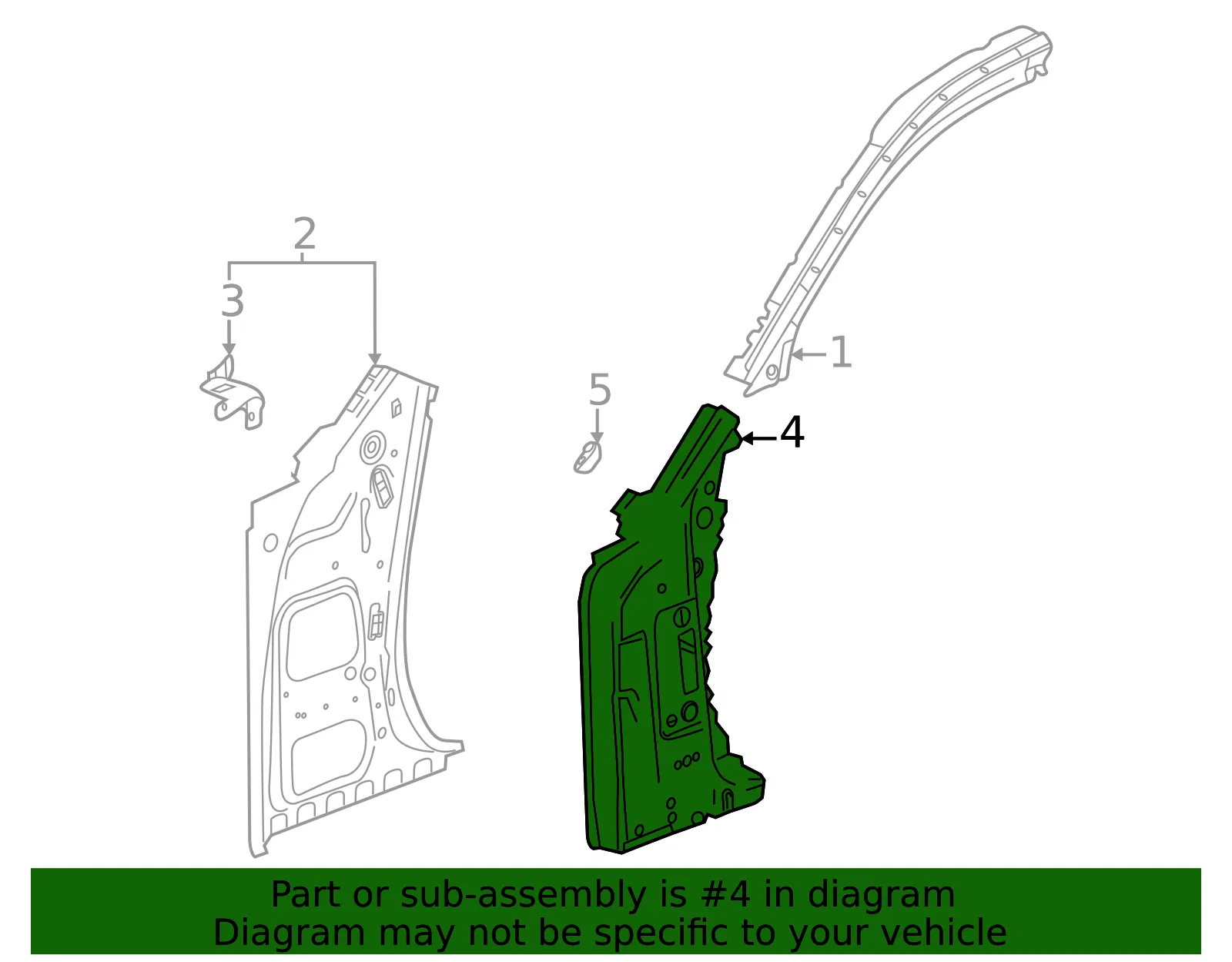 Driver Side A-Pillar Outer Panel Reinforcement - GM (84777370) - view 3