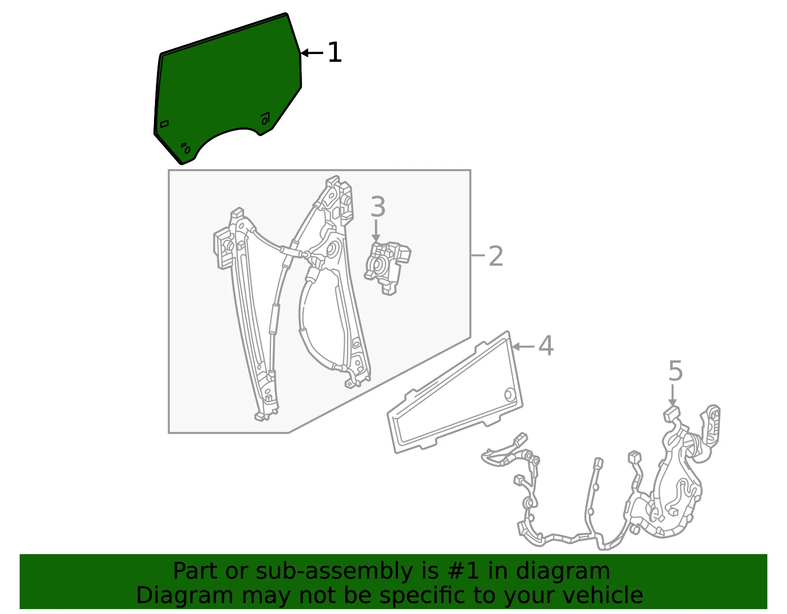 Front Driver Side Door Window - GM (84809786) - view 3