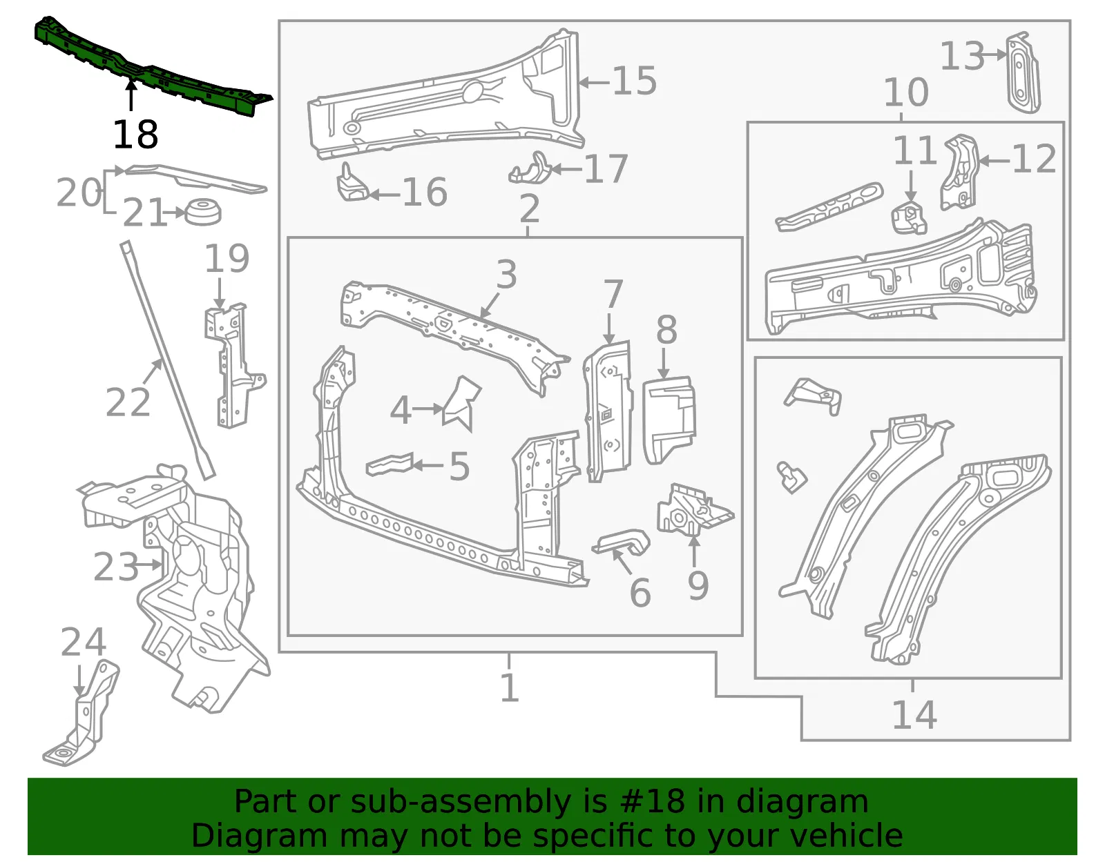Front Grille Support Reinforcement - GM (84828343) - view 3