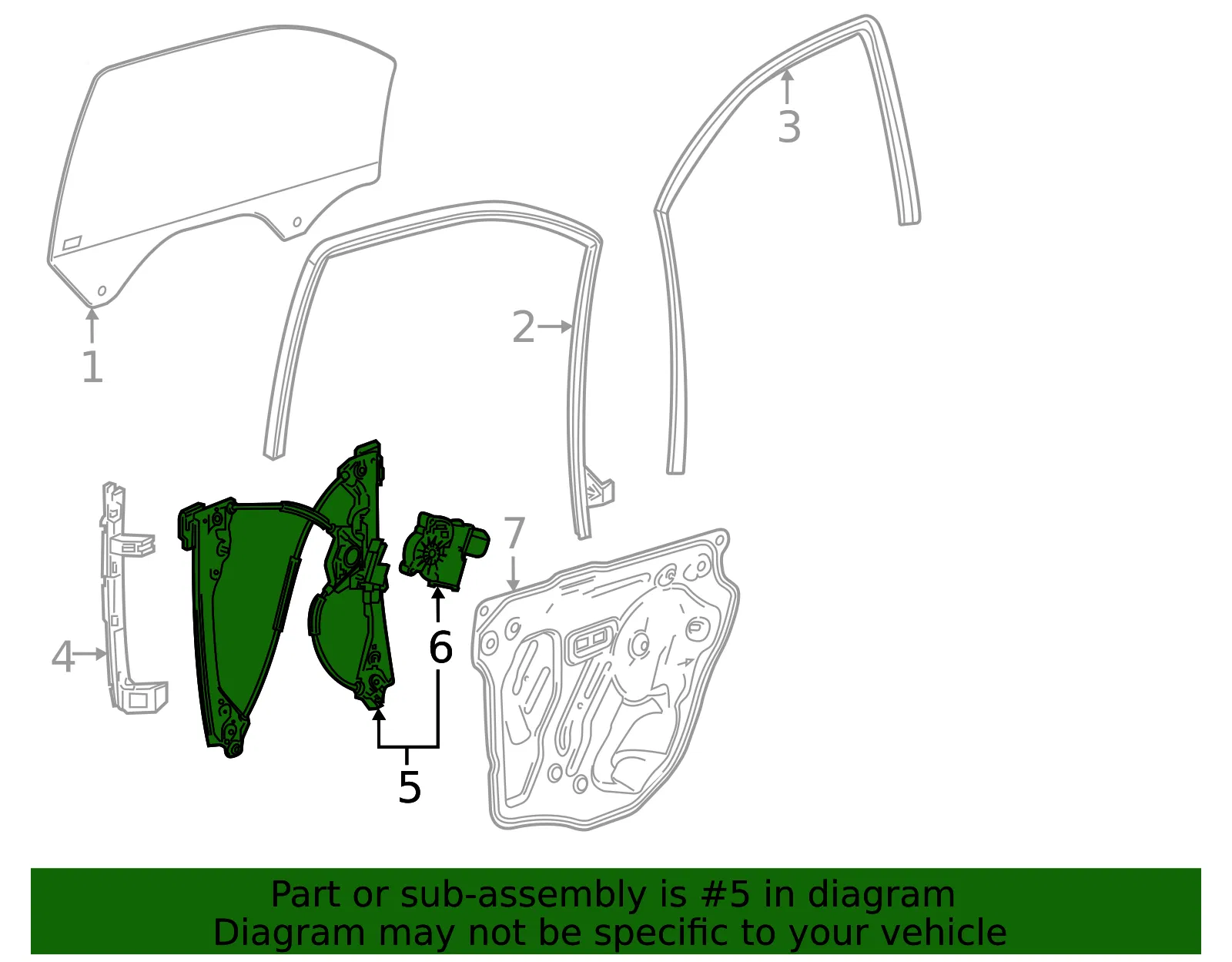Front Driver Side Door Window Regulator - GM (84864994) - view 7