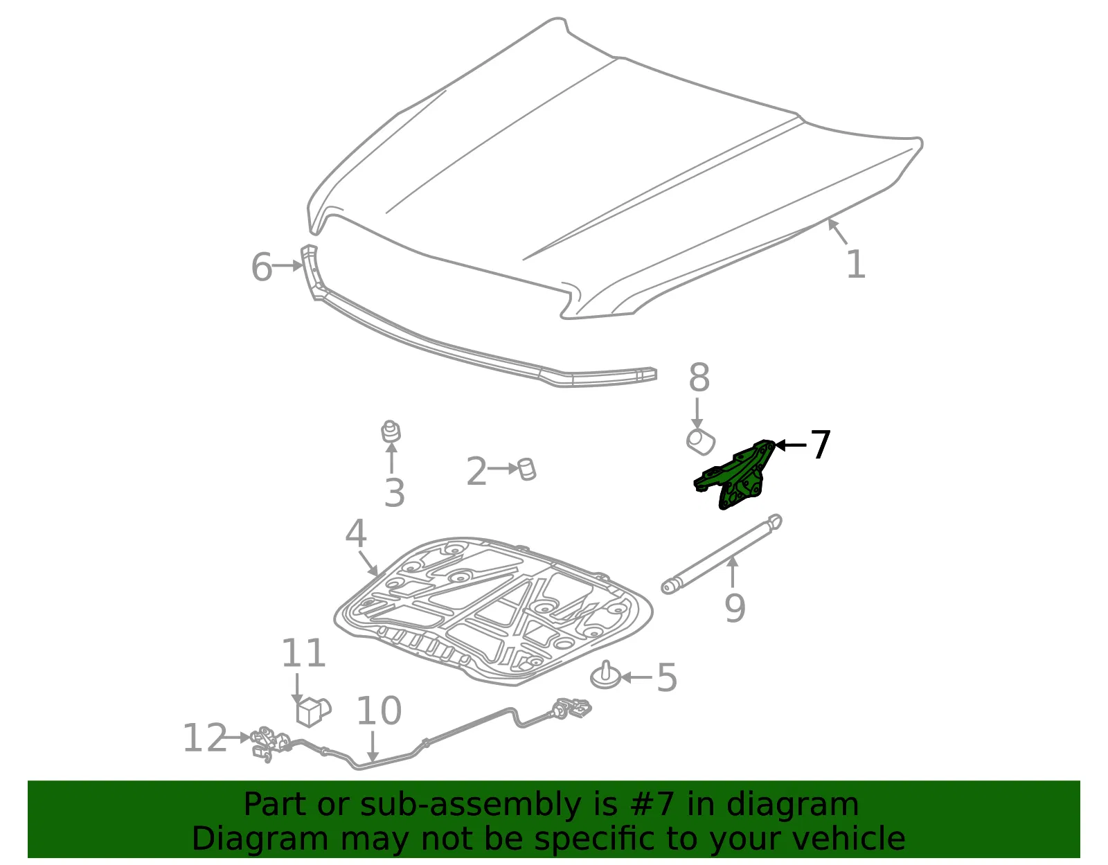 Driver Side Hood Hinge - GM (84876483) - view 3