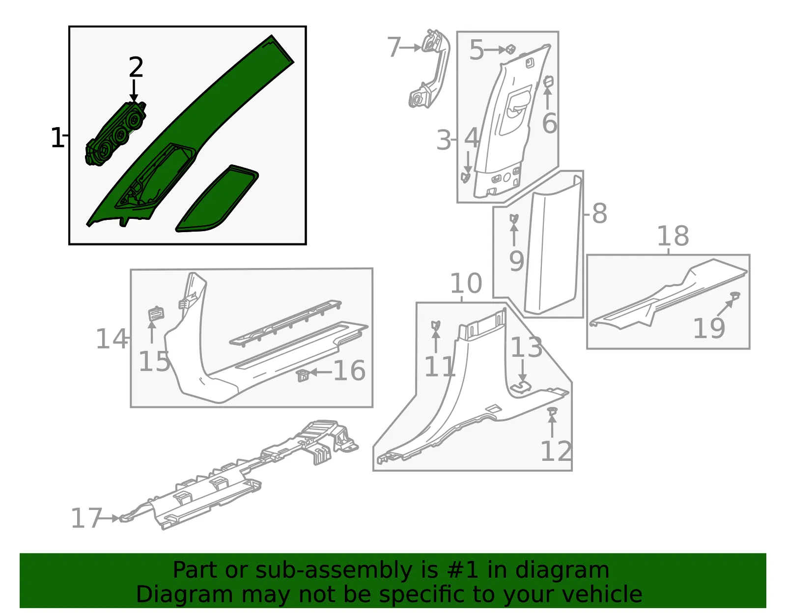 Windshield Pillar Trim - GM (84883073) - view 5