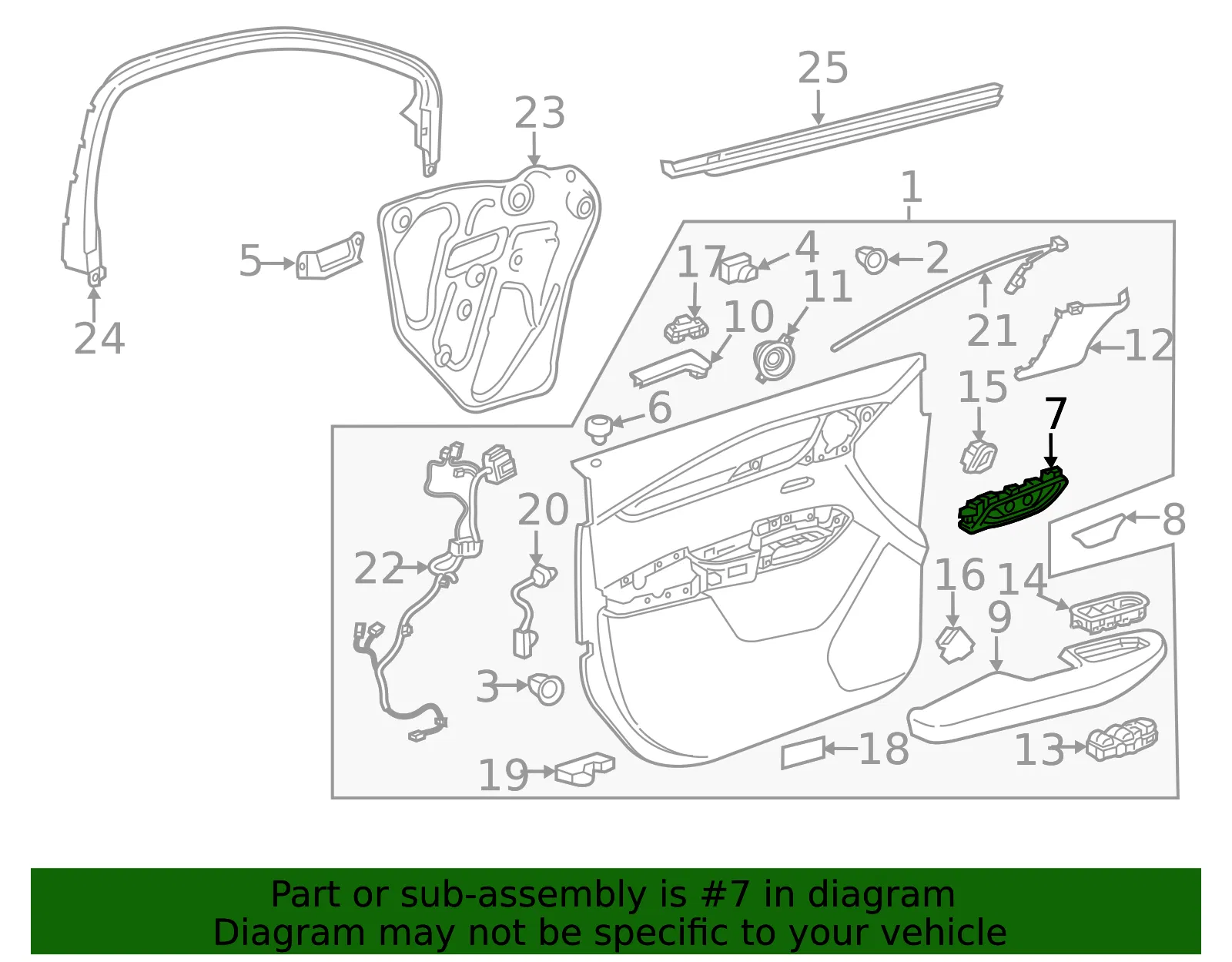 Dark Titanium Front Driver Side Door Inside Handle - GM (84930290) - view 5