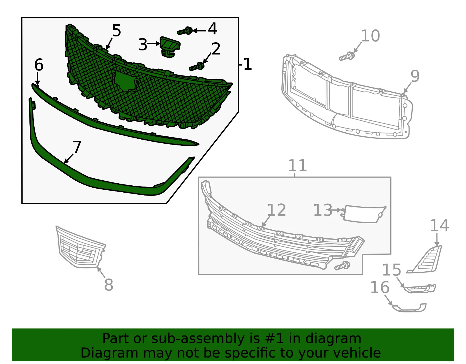 Grille Assembly - GM (84934964) - view 3