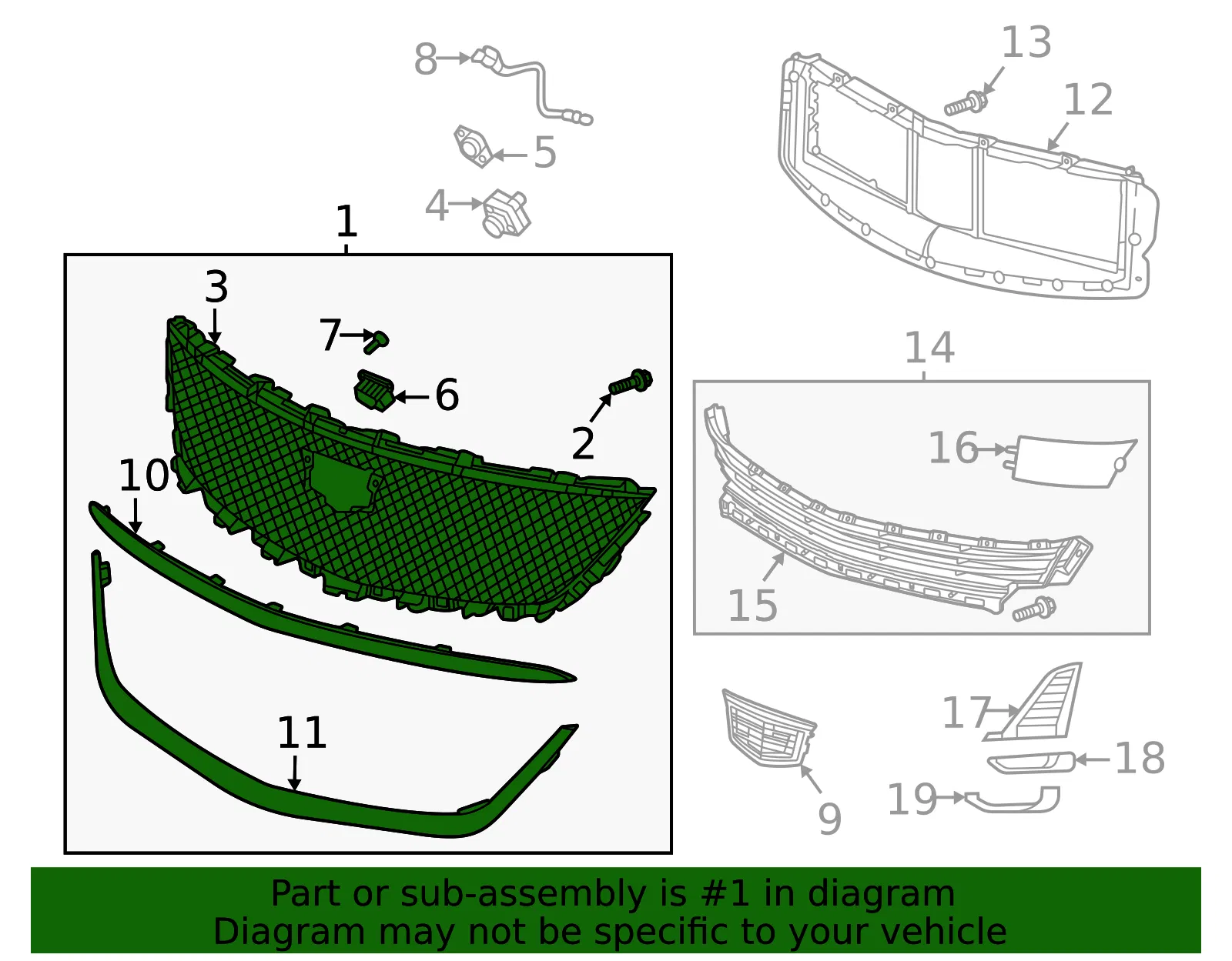 Grille Assembly - GM (84934970) - view 3