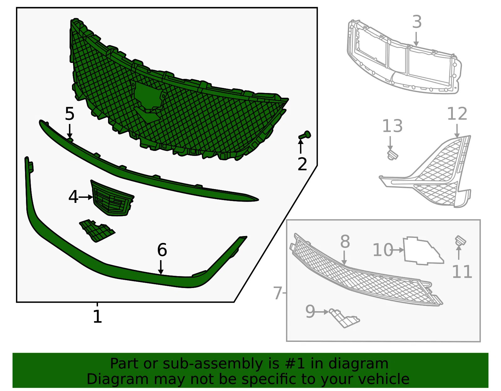 Upper Grille - GM (84934973) - view 3