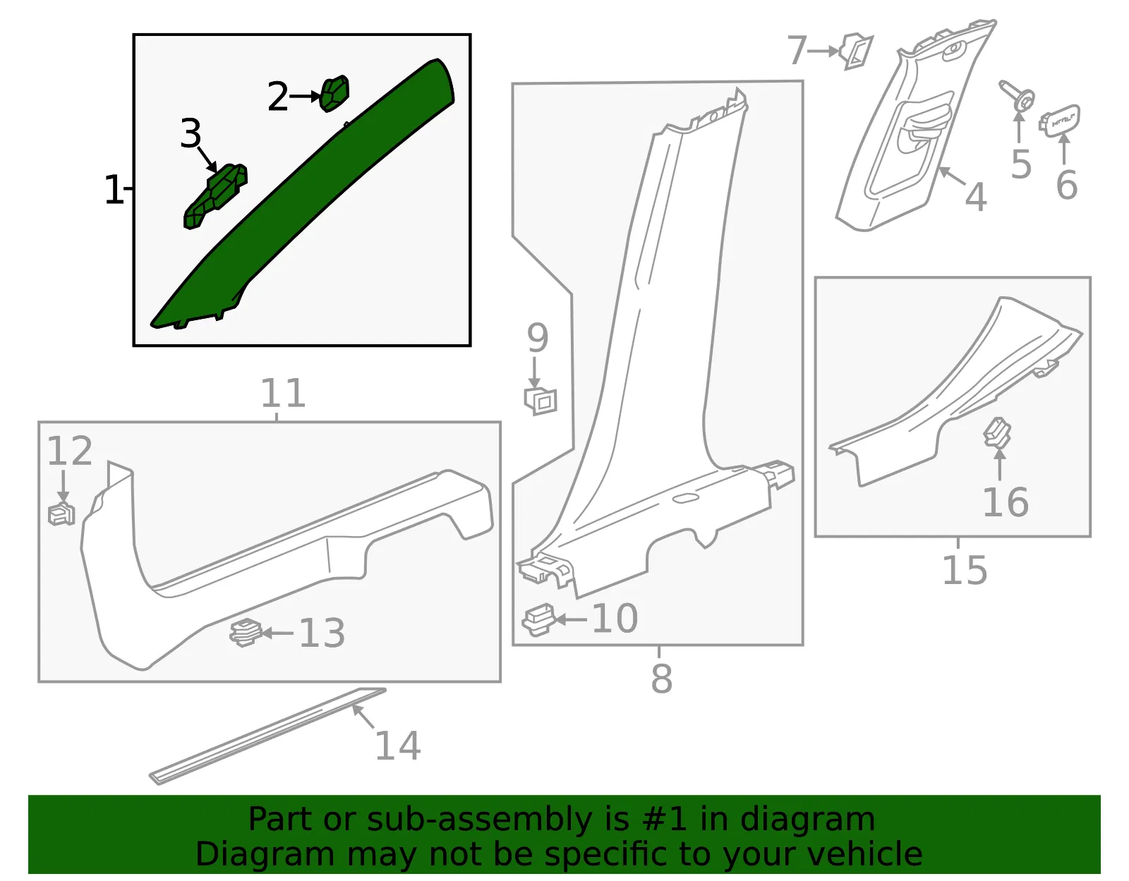 Windshield Pillar Trim - GM (84978024) - view 3