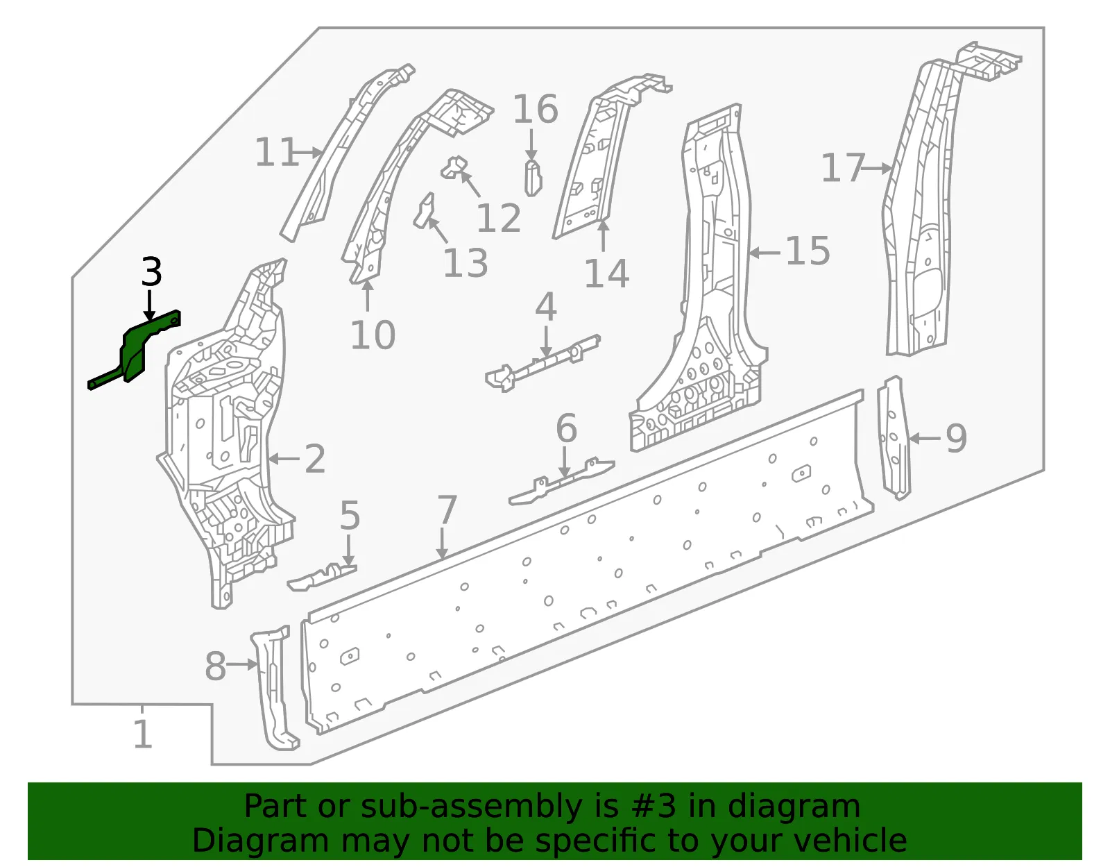 Outer Hinge Pillar Brace - GM (85110080) - view 3
