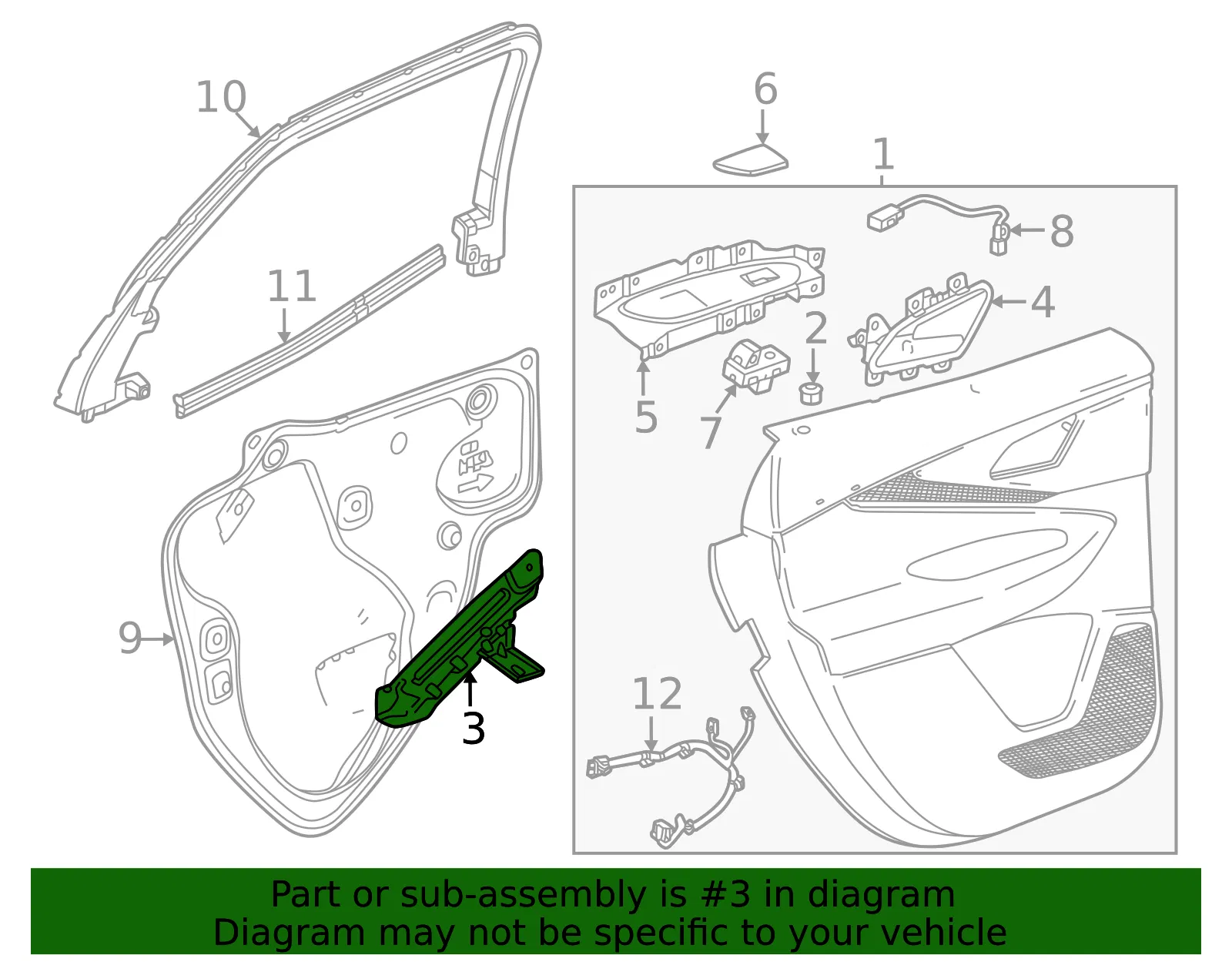 Door Interior Trim Panel Bracket - GM (85154613) - view 3