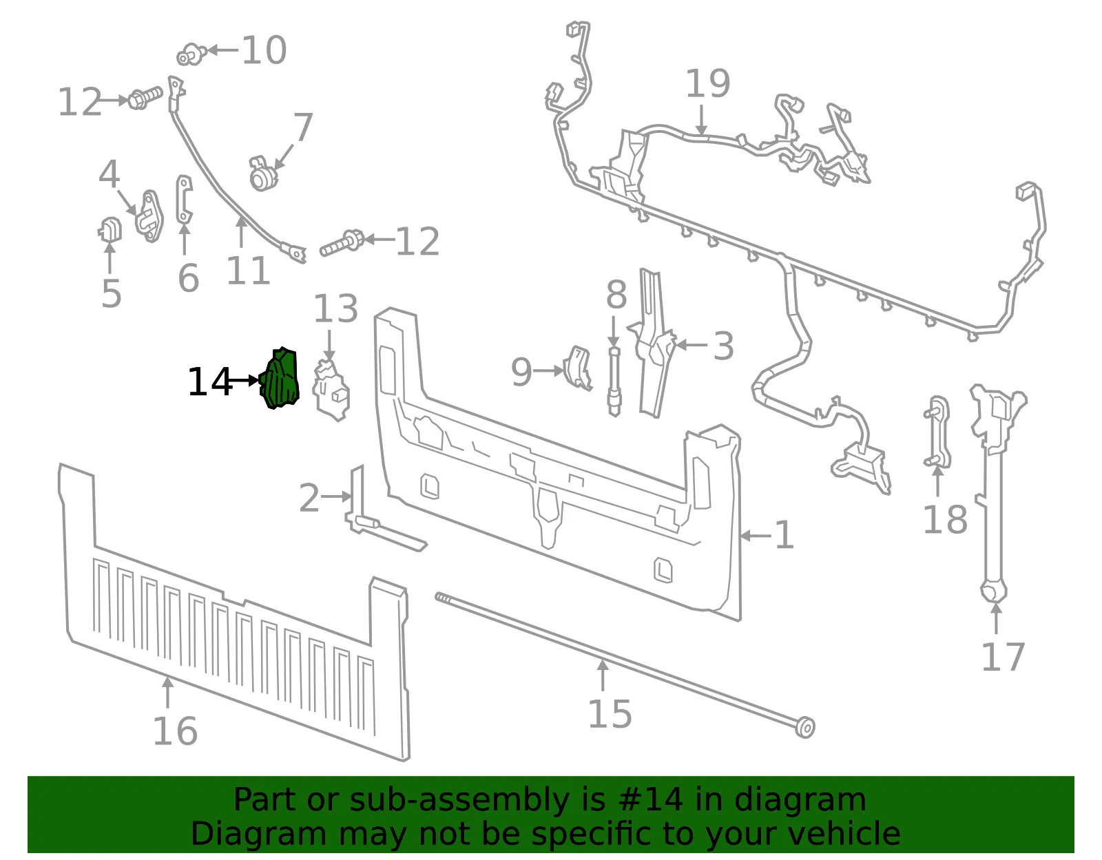 Driver Side Pickup Box Tailgate Latch - GM (85530789) - view 3