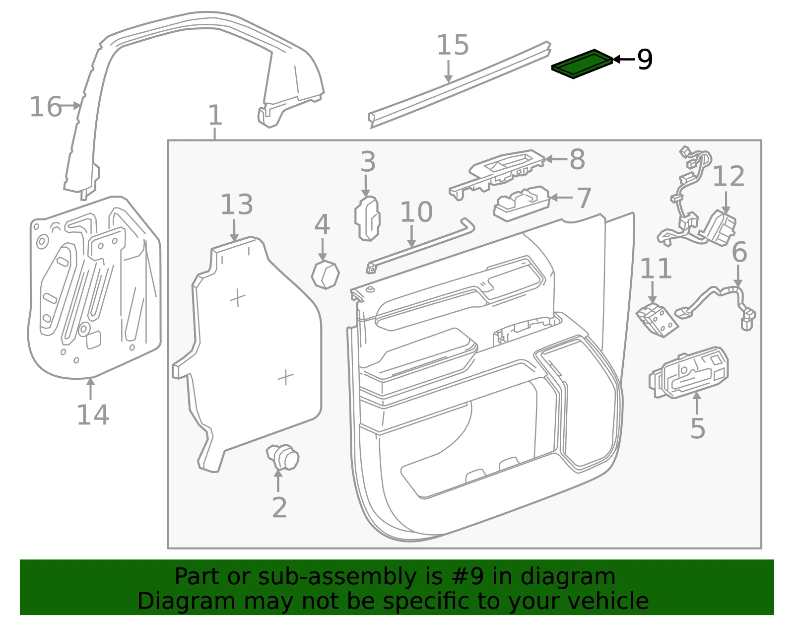 Door Interior Trim Panel Cap - GM (85544407) - view 4