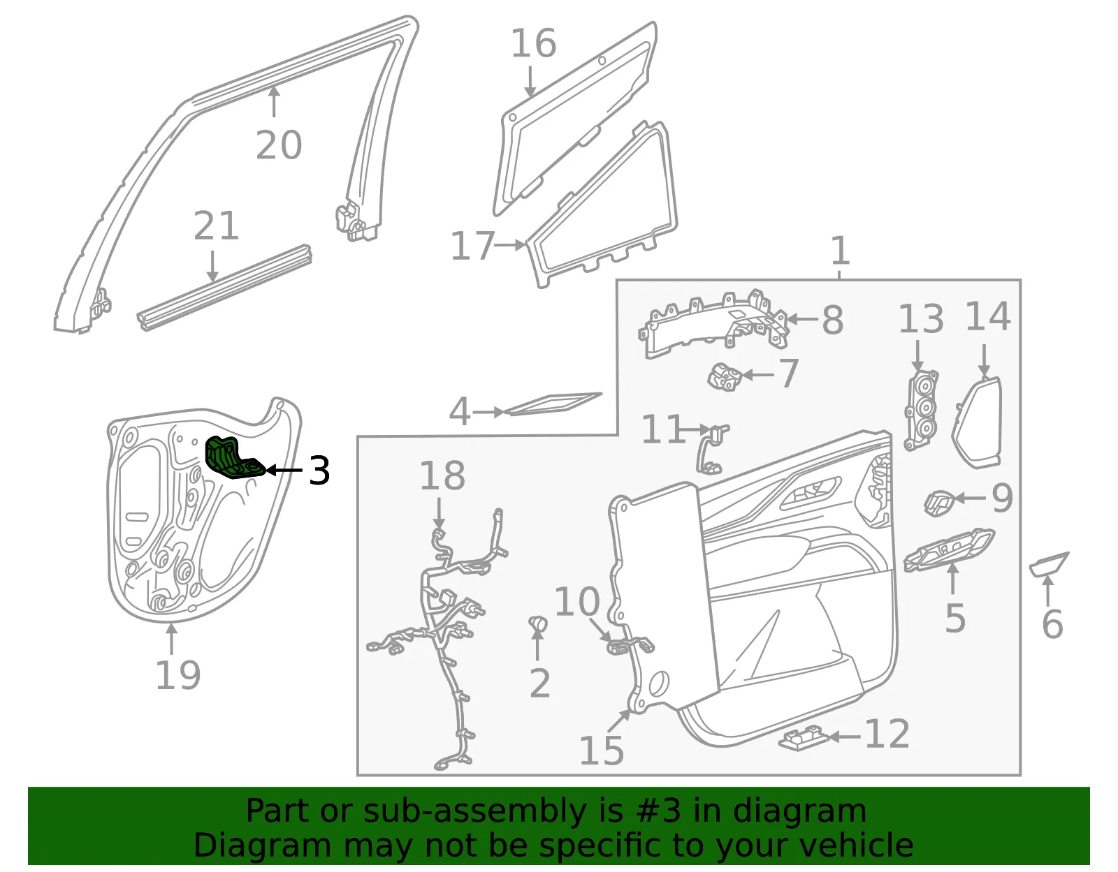 Door Trim Panel Support Bracket - GM (85550461) - view 3