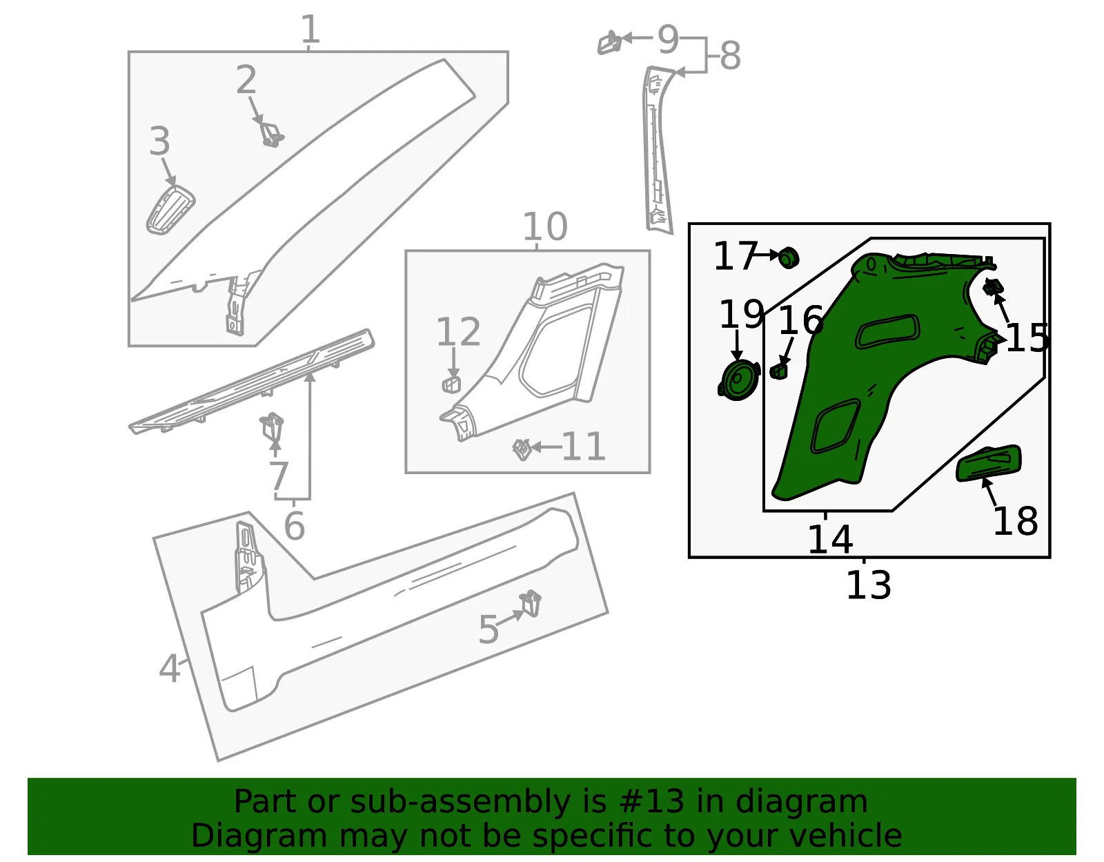 Door Pillar Post Trim Set - GM (85569430) - view 6