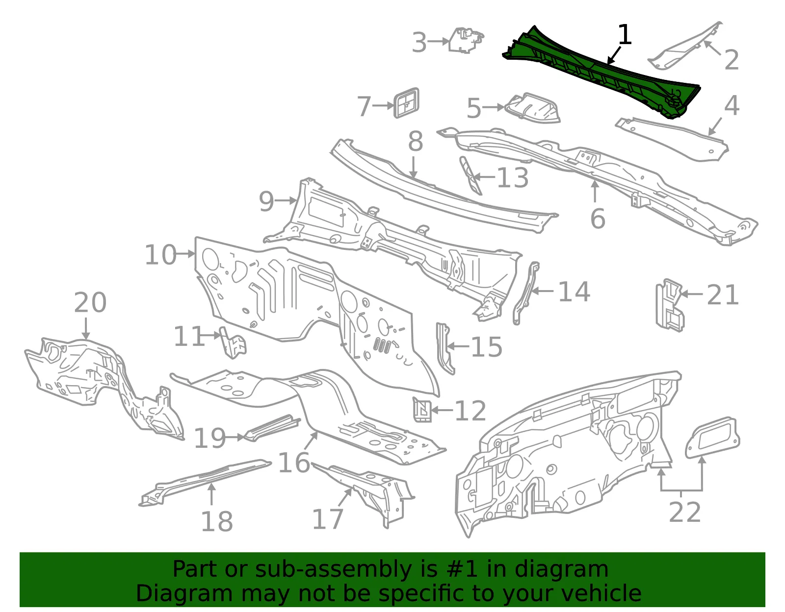 Cowl Grille - GM (85580708) - view 3