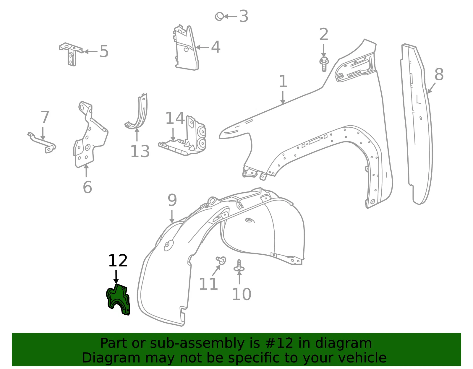 Fender Liner Front Bracket - GM (85587118) - view 4