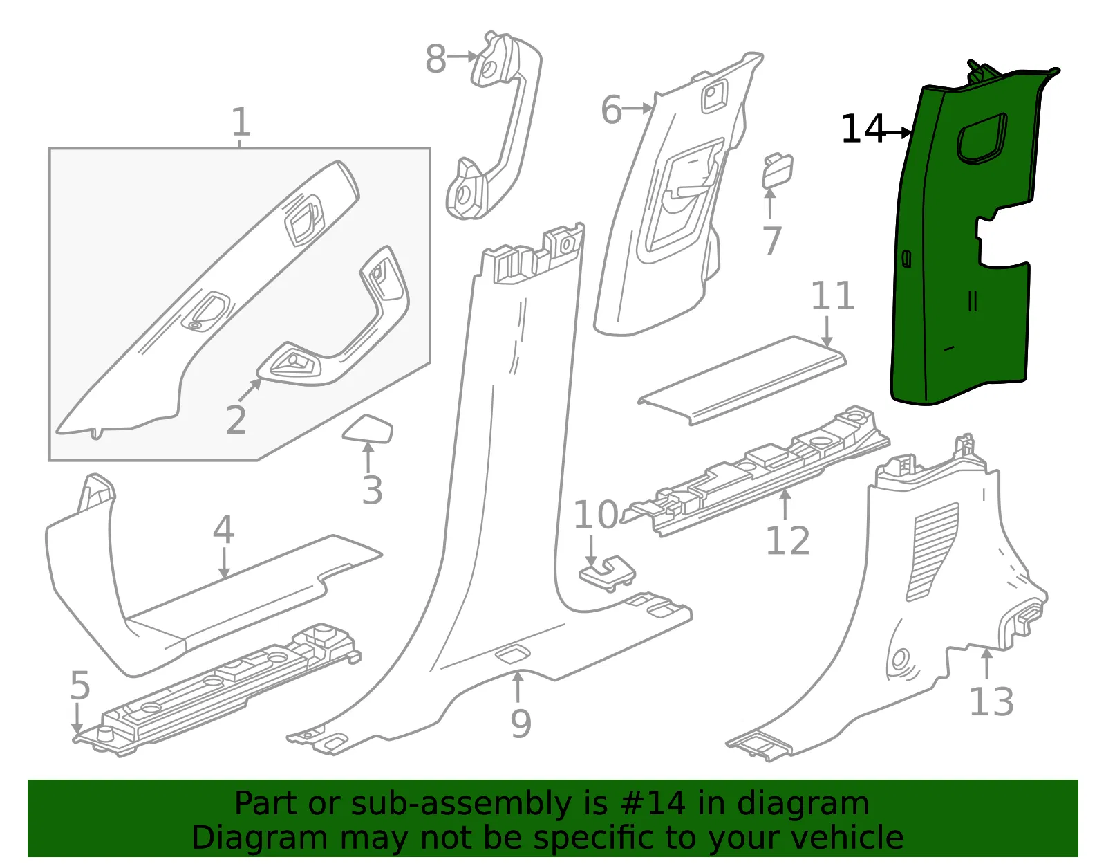 Upper Pillar Trim - GM (85648150) - view 3