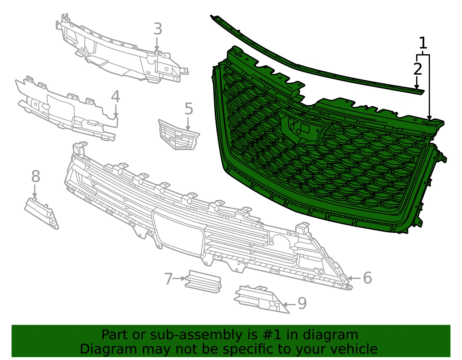 Grille Assembly - GM (85669037) - view 2
