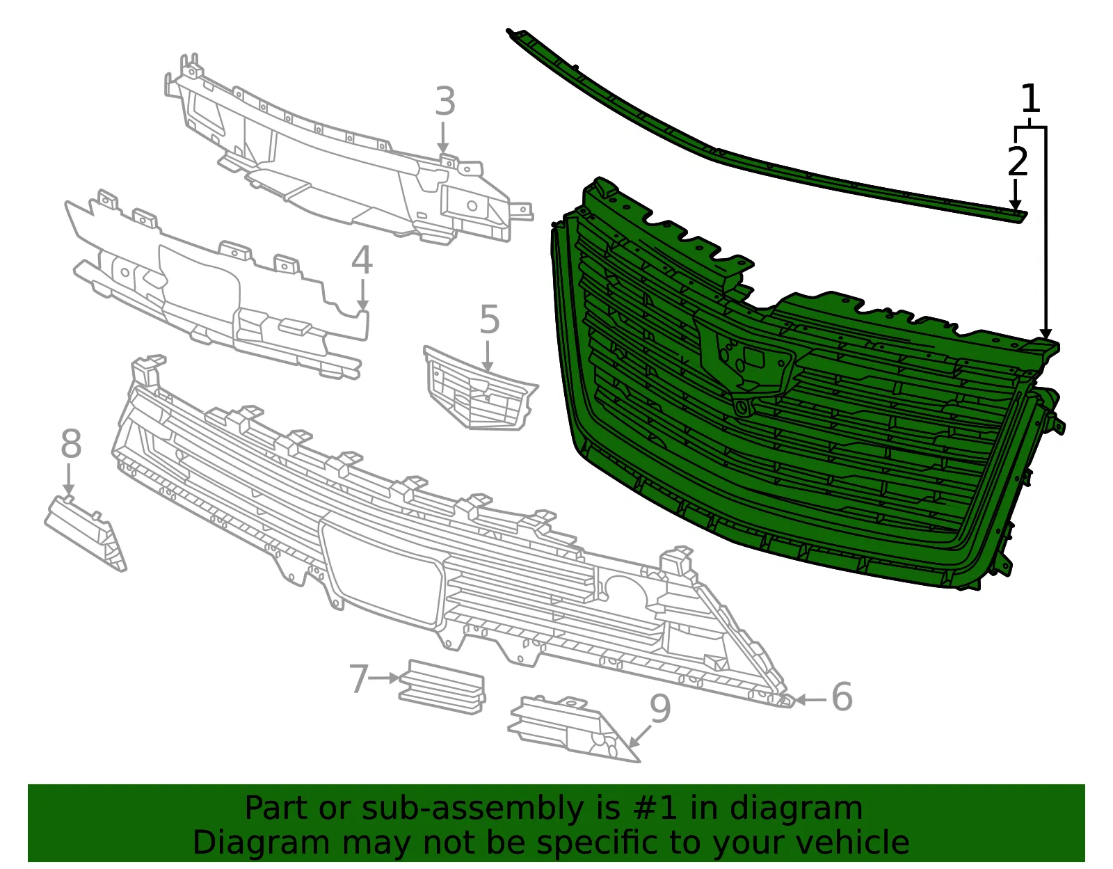 Grille Assembly - GM (85755780) - view 2