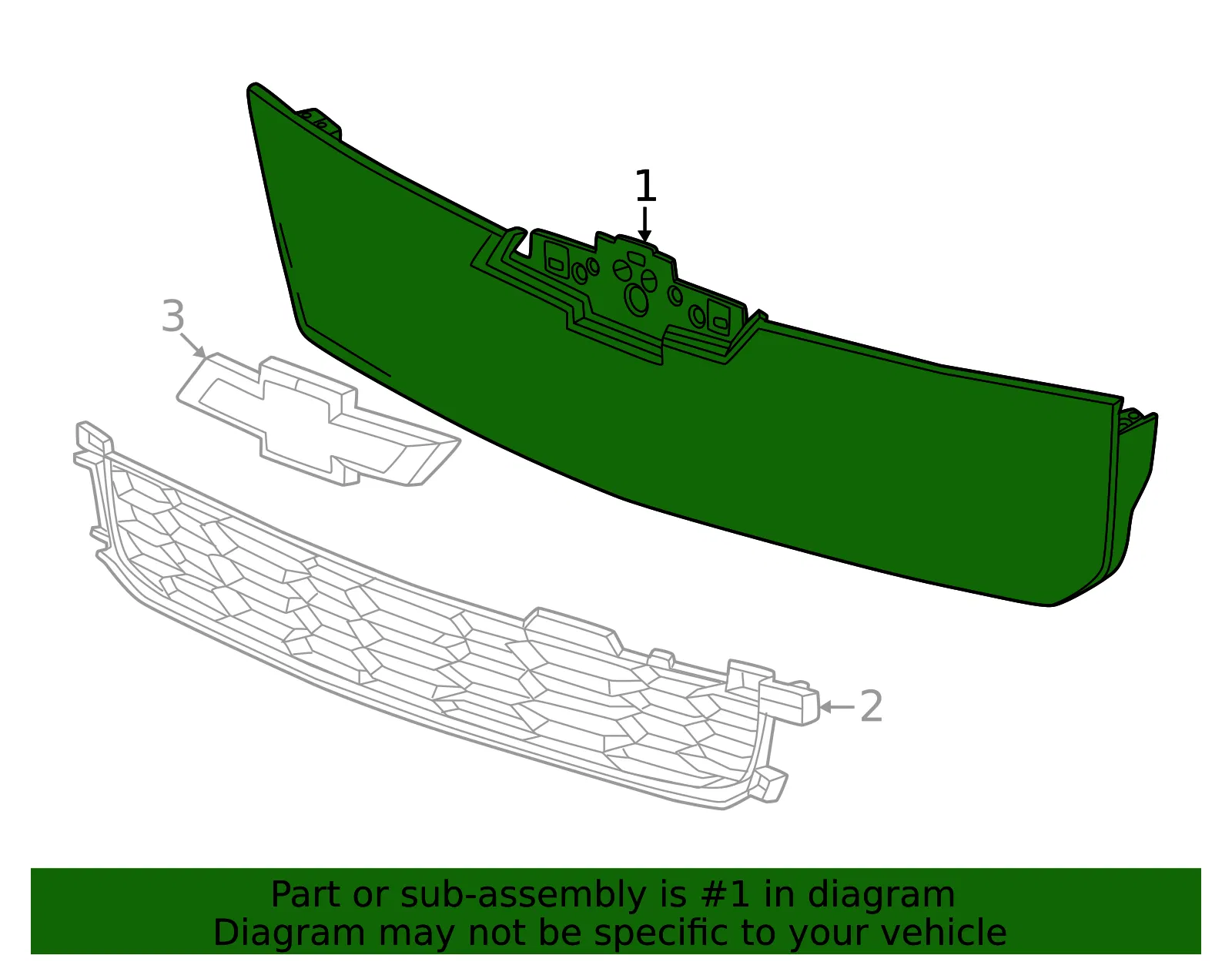Upper Grille - GM (85802037) - view 2