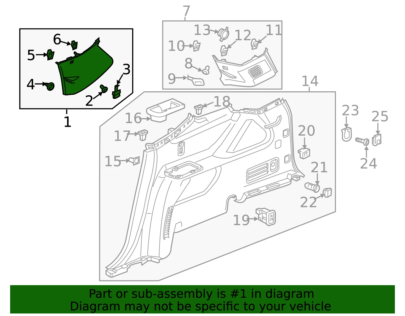 Upper Quarter Trim - GM (87848945) - view 3