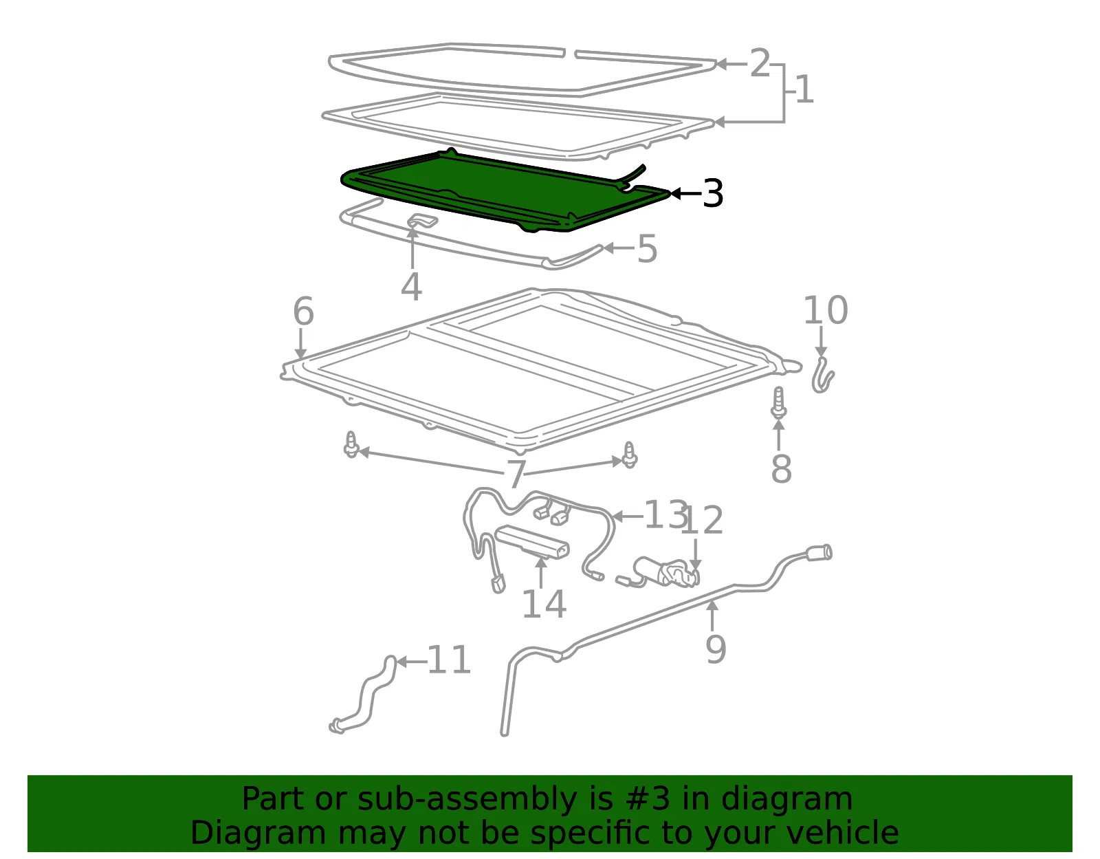 Sunshade Assembly Sun Rf *Gray - GM (88890709) - view 2