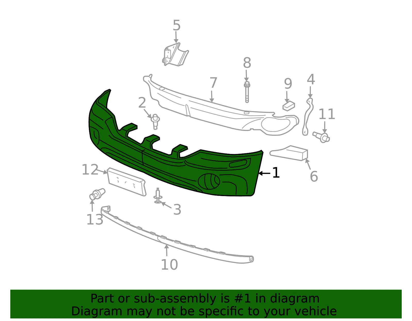Front Upper Bumper Cover - GM (88937036) - view 2