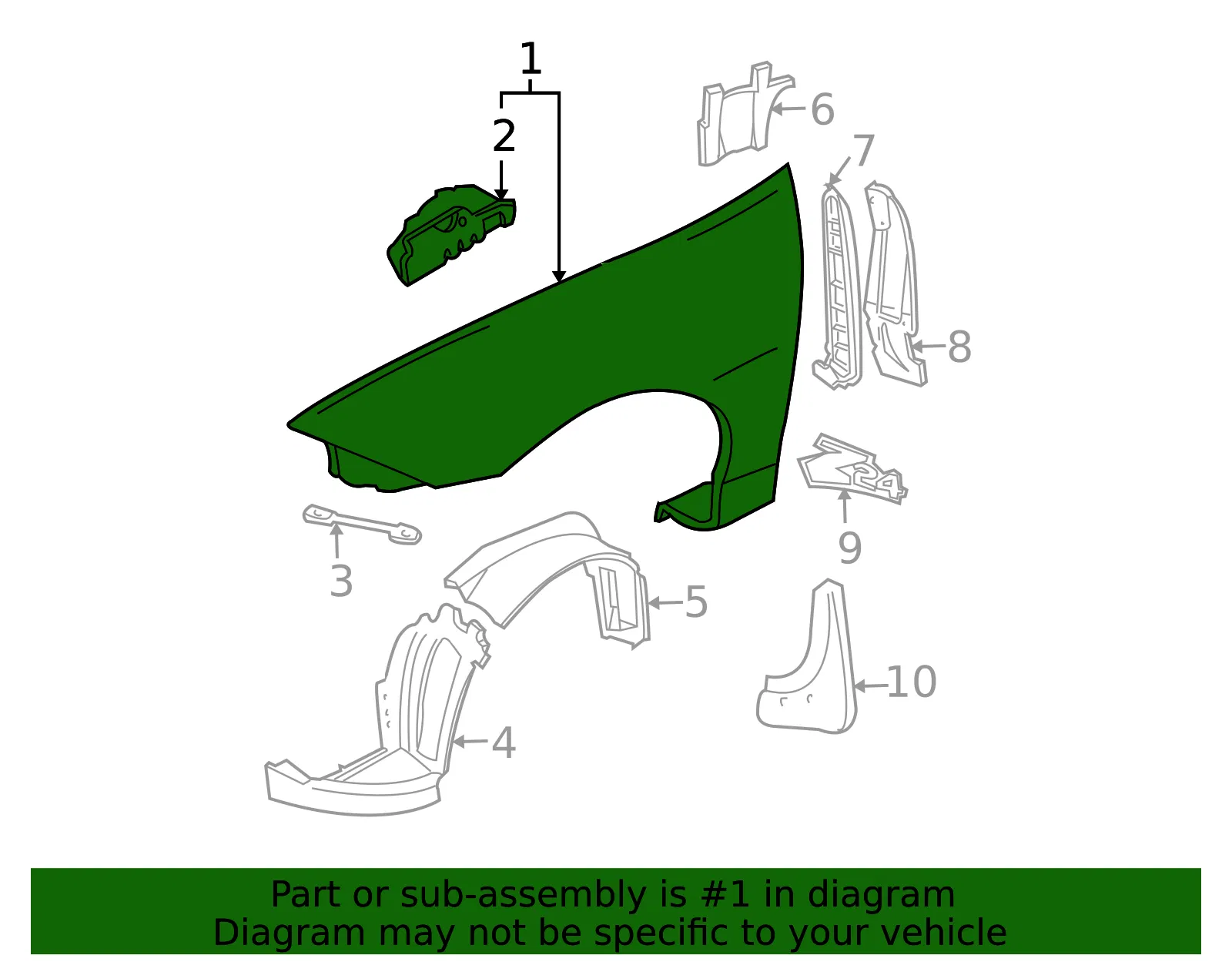 Fender Front Rh - GM (88955573) - view 2