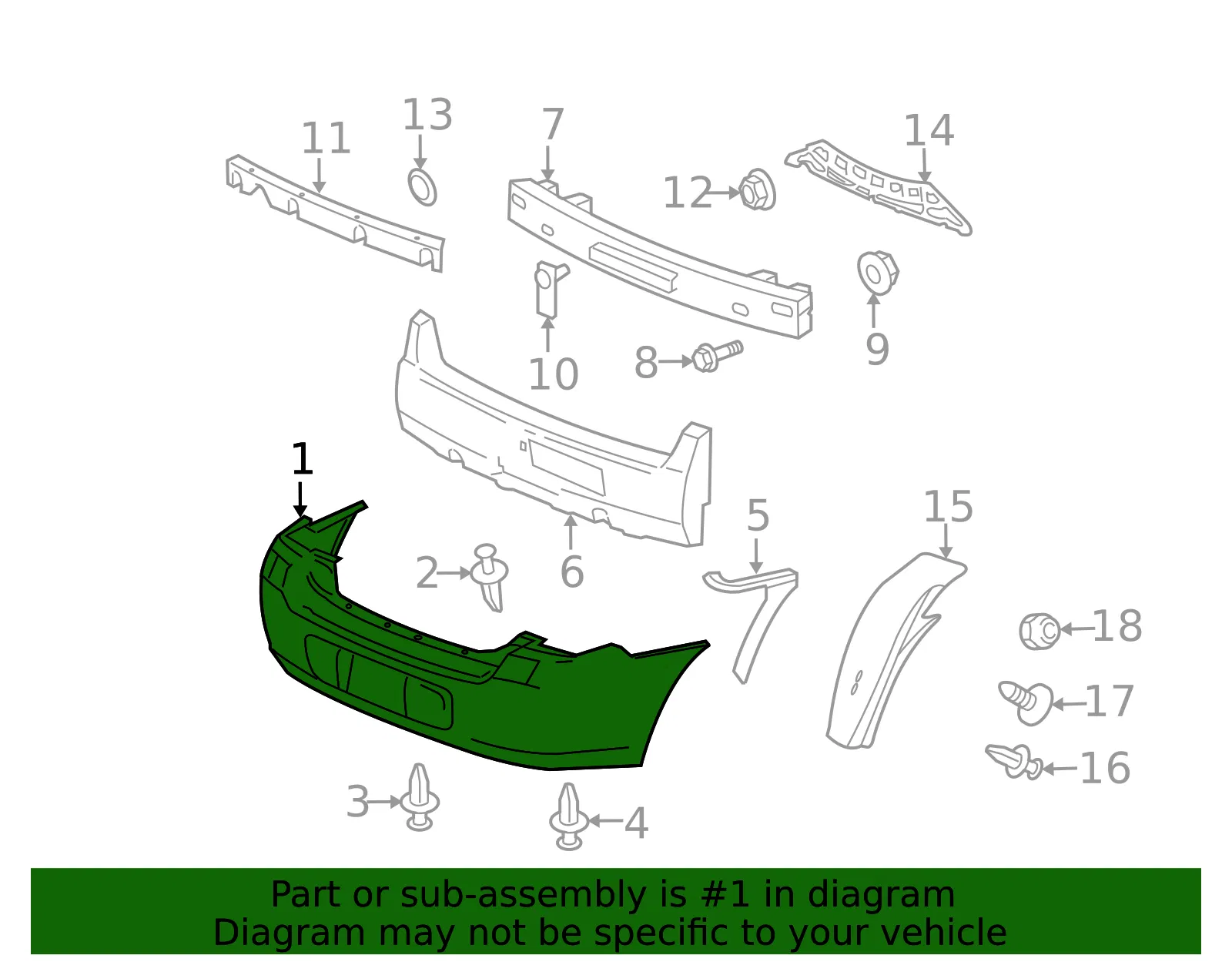 Rear Bumper Cover - GM (89025067) - view 2