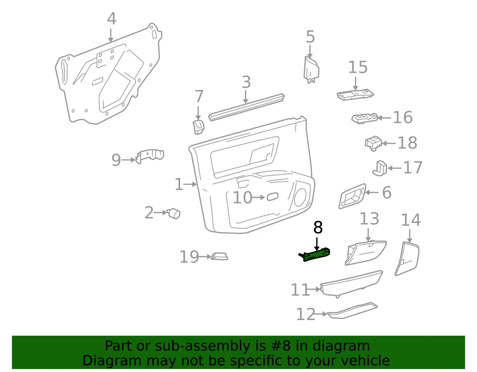 Handle Assembly Front S/D Pull *W - GM (89038778) - view 2
