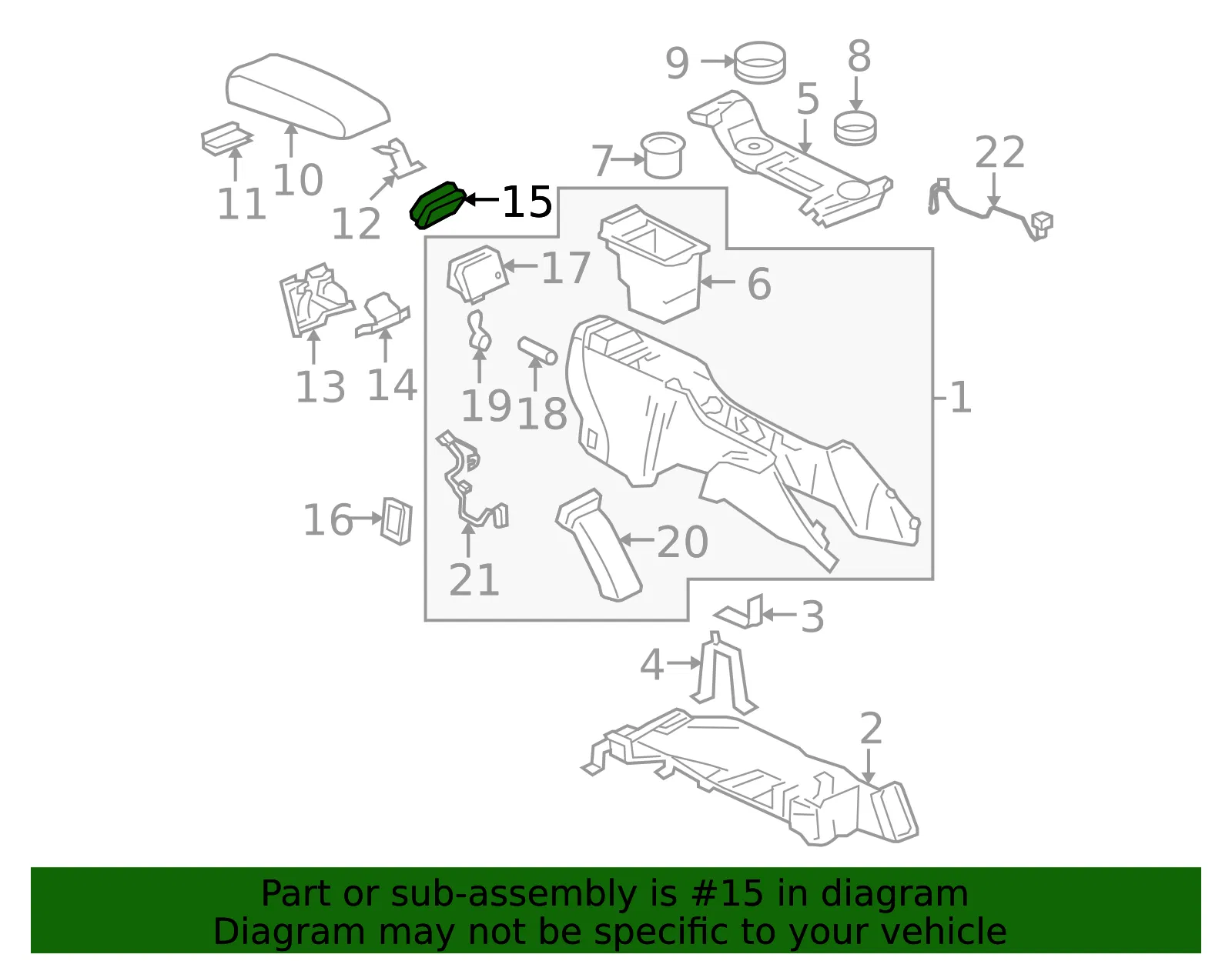 Grille F Flr Cnsl Rear Air O - GM (89044977) - view 2