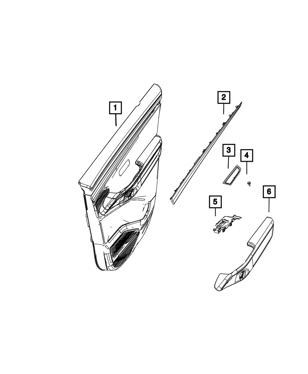 Rear Door Trim Panel, Right - Mopar (8AX761Y4AA)