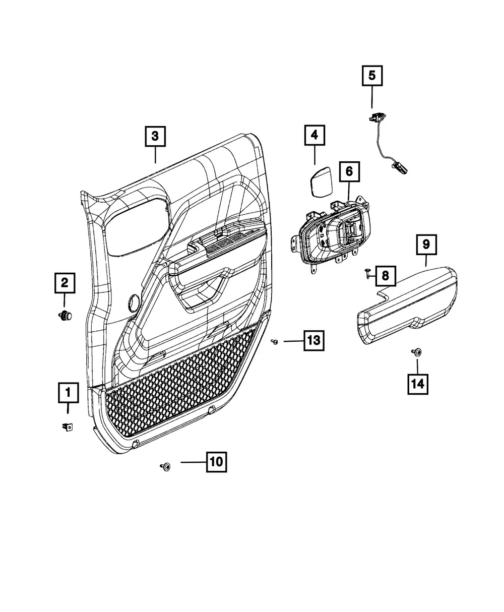 Front Door Trim Panel Assembly, Left - Mopar (8DK951C5AA)