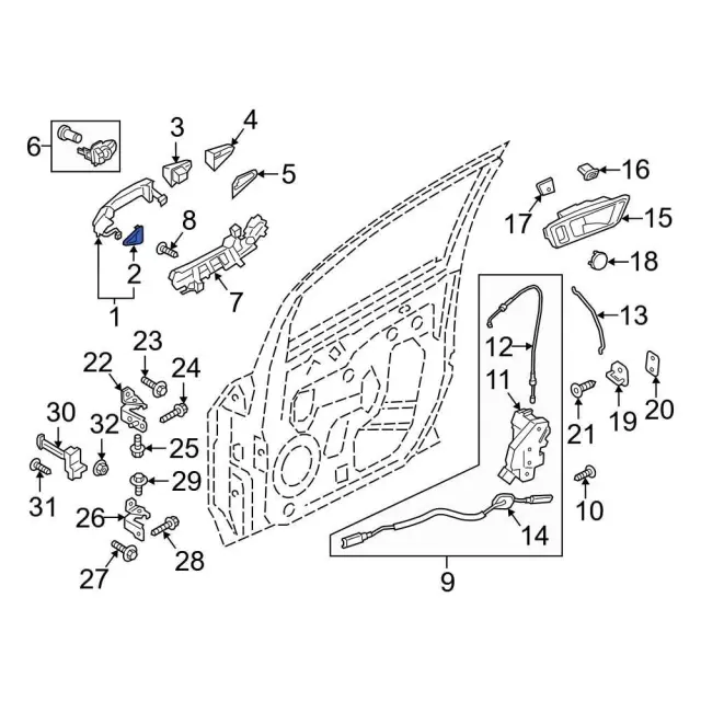 Handle, Outside Pad - Ford (8a6z5822042a) - view 14