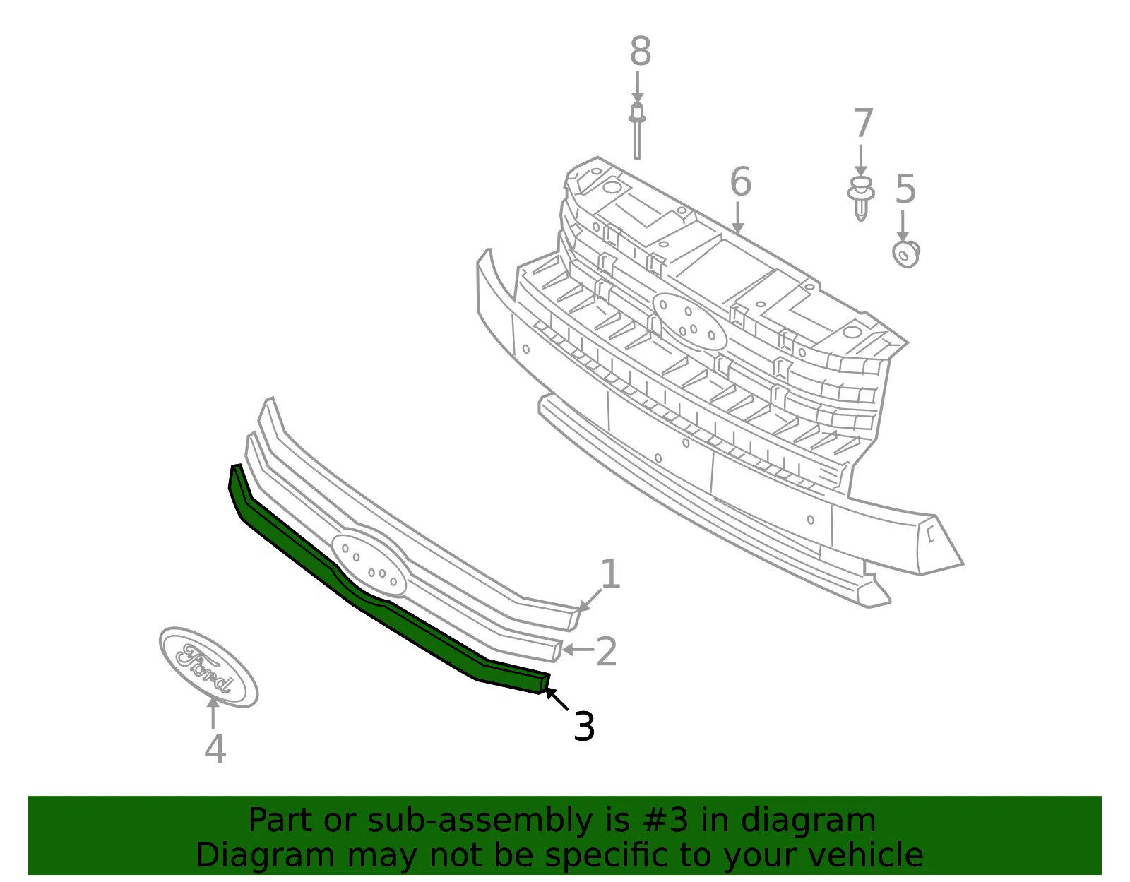 Lower Grille - Ford (8a8z8200c) - view 4