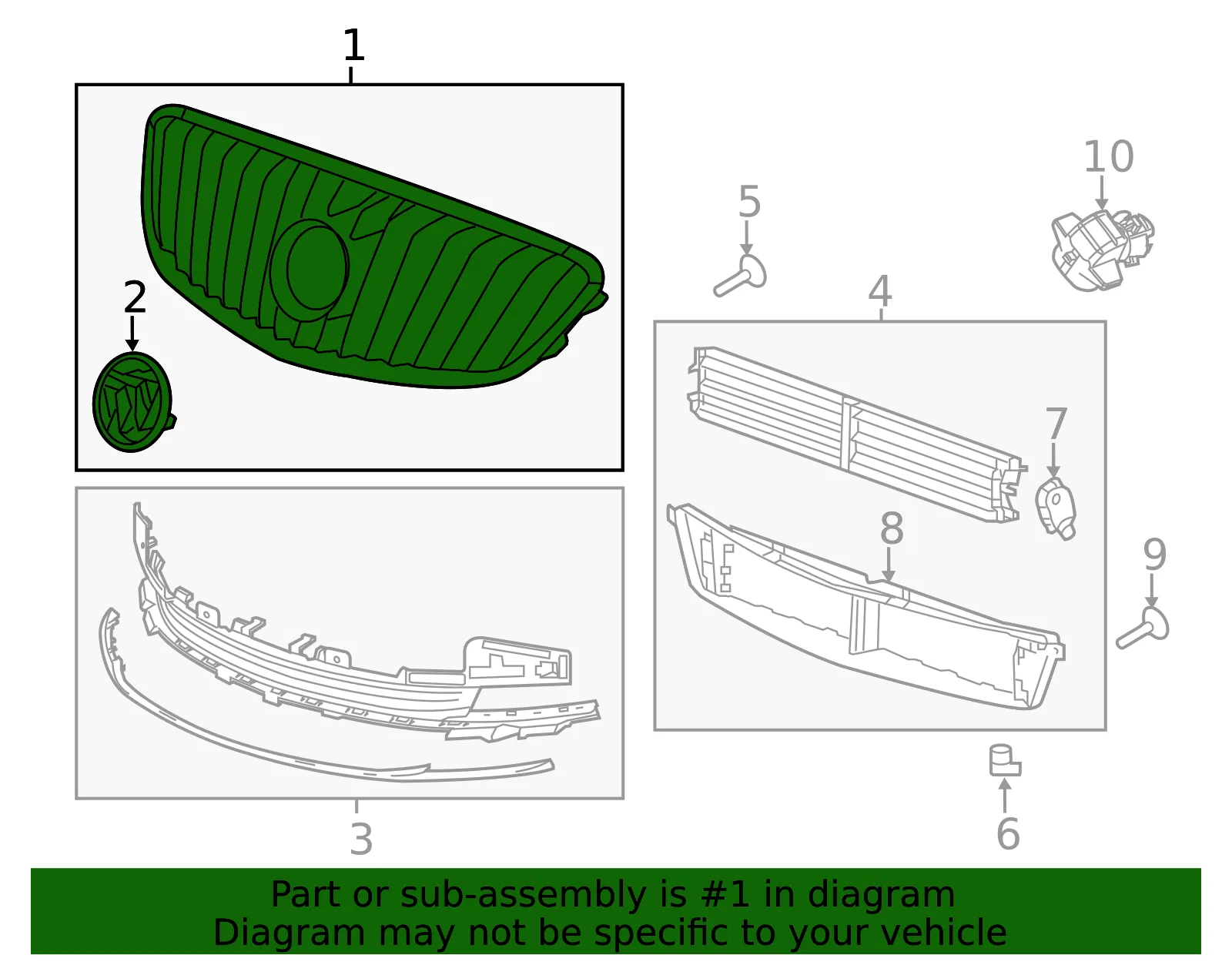 Front Upper Grille - GM (90766427) - view 2