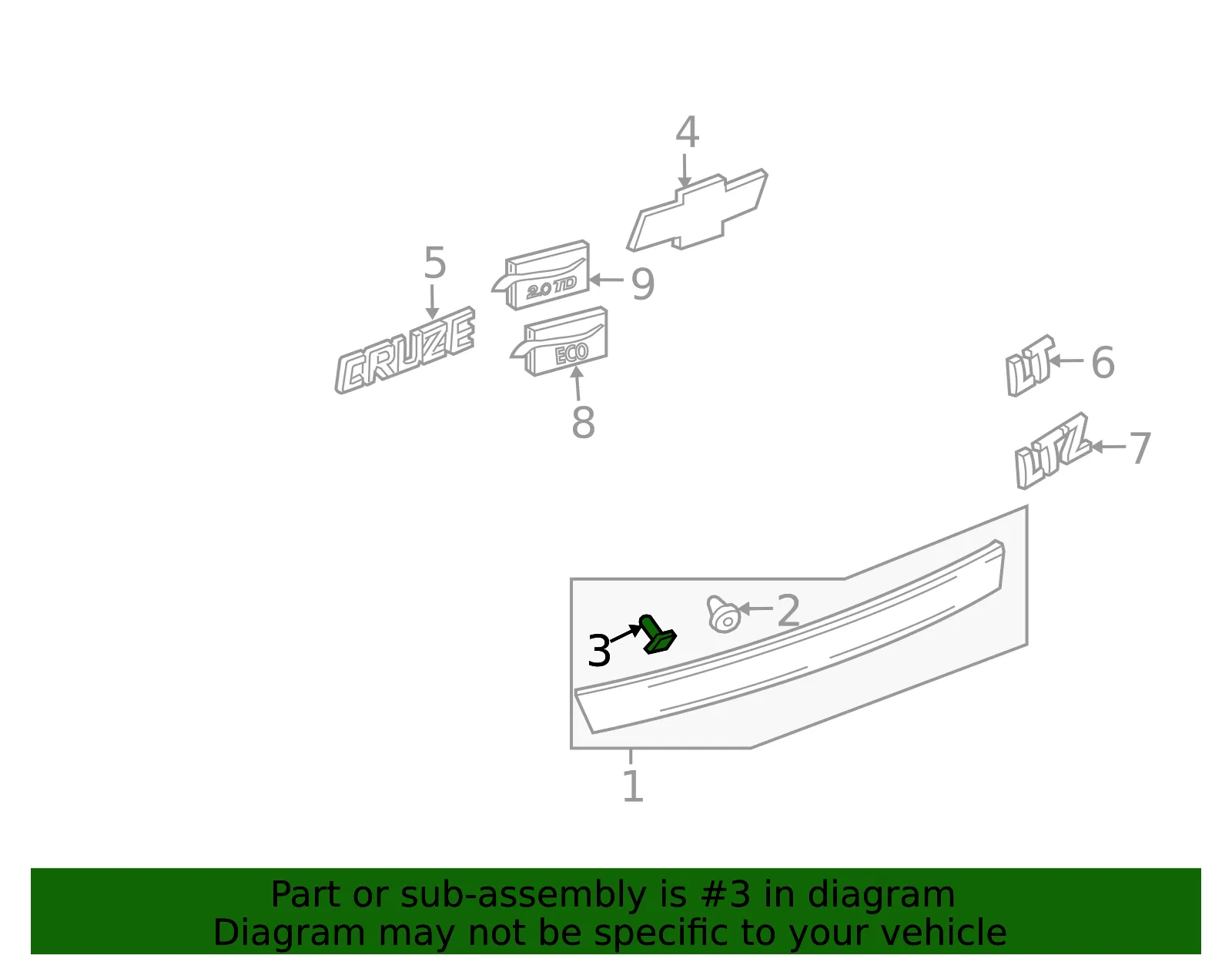 Handle Molding Stud - GM (94501629) - view 2