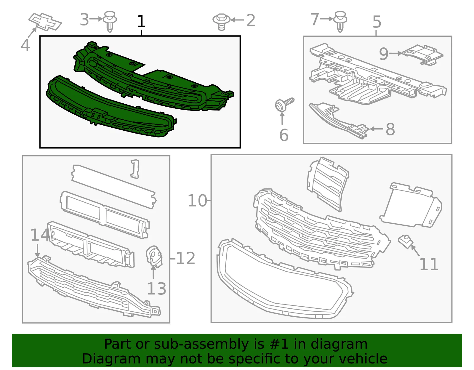 Front Upper Grille - GM (94516092) - view 4