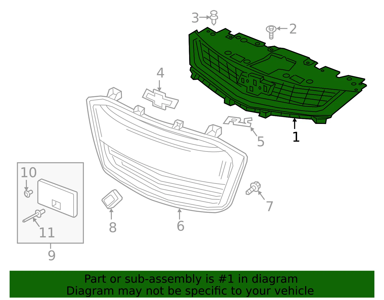 Front Upper Grille - GM (94533558) - view 3