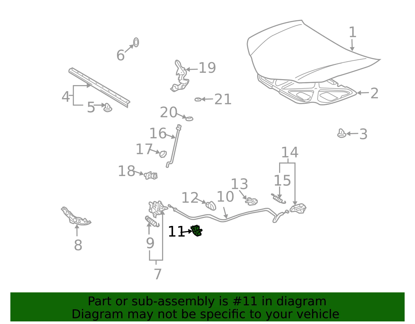 Clip Hood Prim Lat Rel Cbl - GM (94843142) - view 2