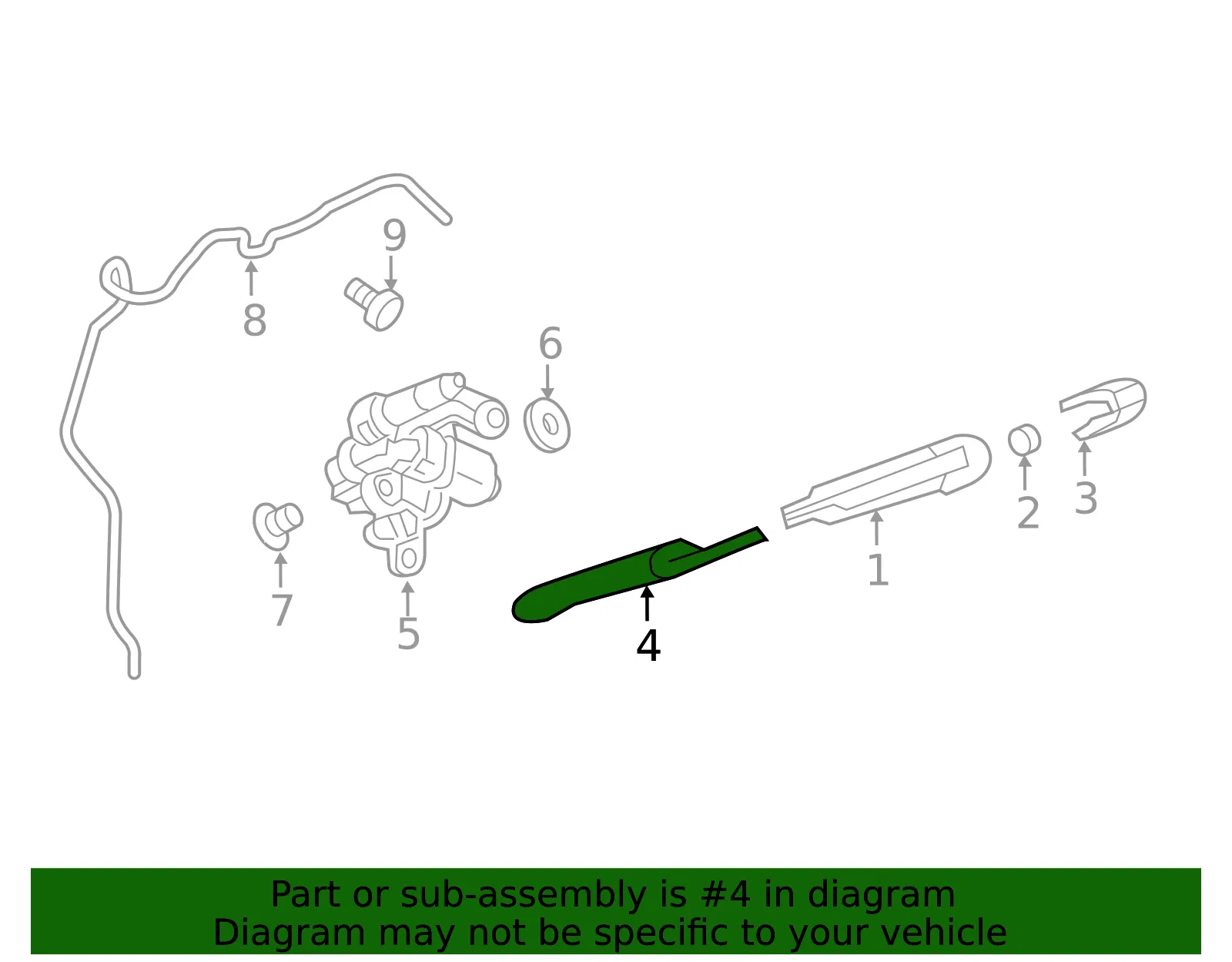 Rear Window Wiper Blade, 9.5 in - GM (95391371) - view 4