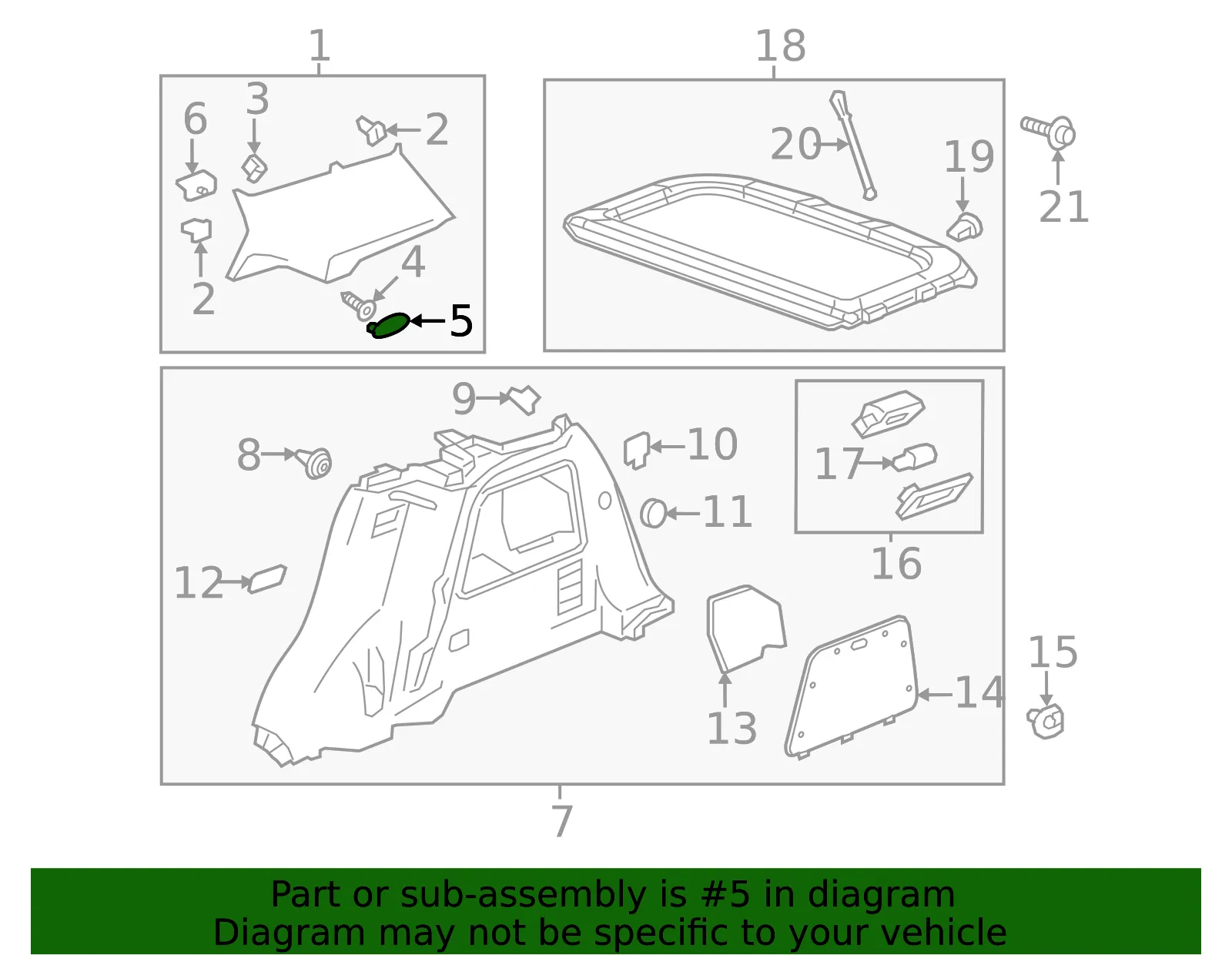 Upper Quarter Trim Cap - Passenger Side (RH) - GM (95914512) - view 3