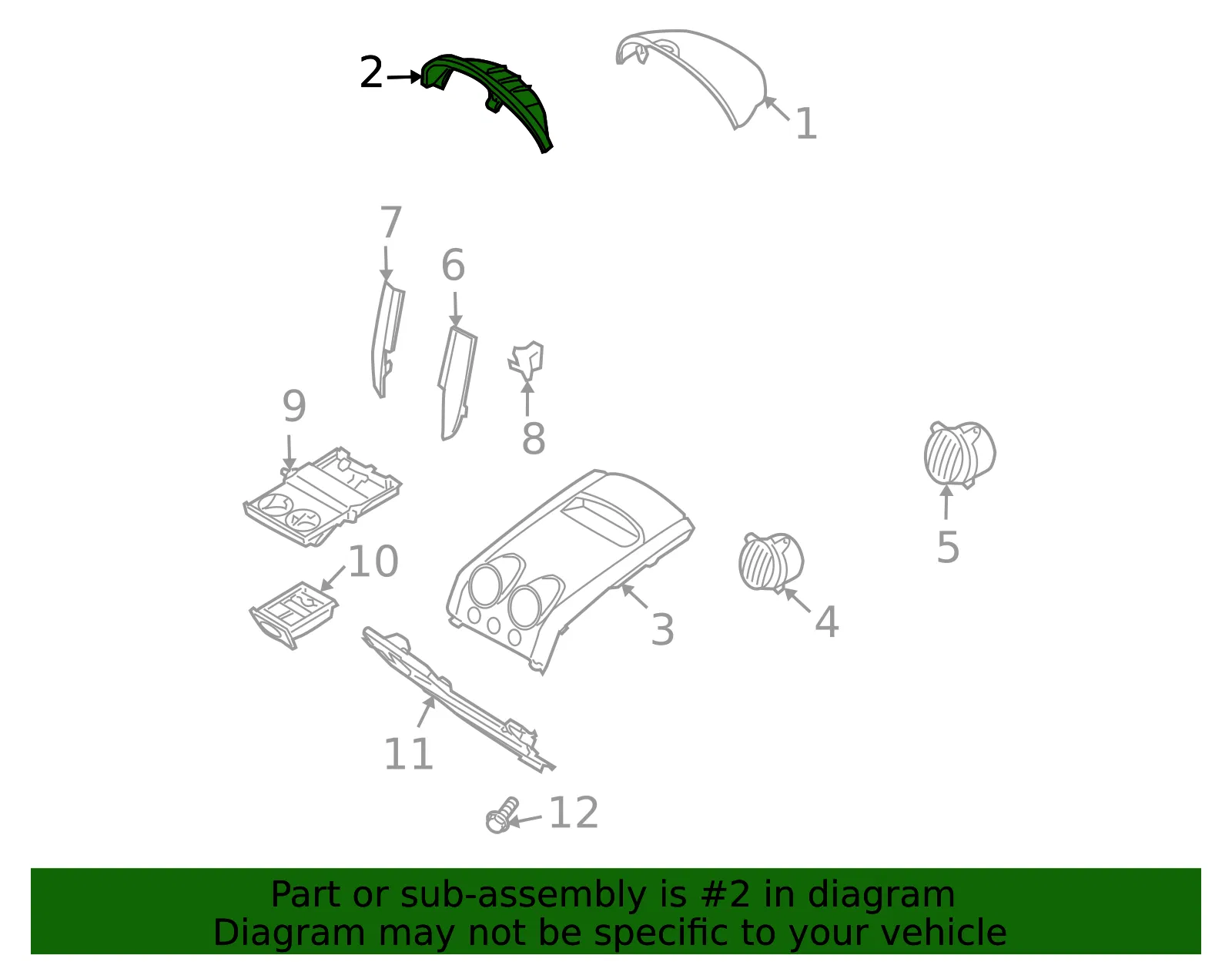 MOLDING ASM I/P LWR *GRAY - GM (96537681) - view 2