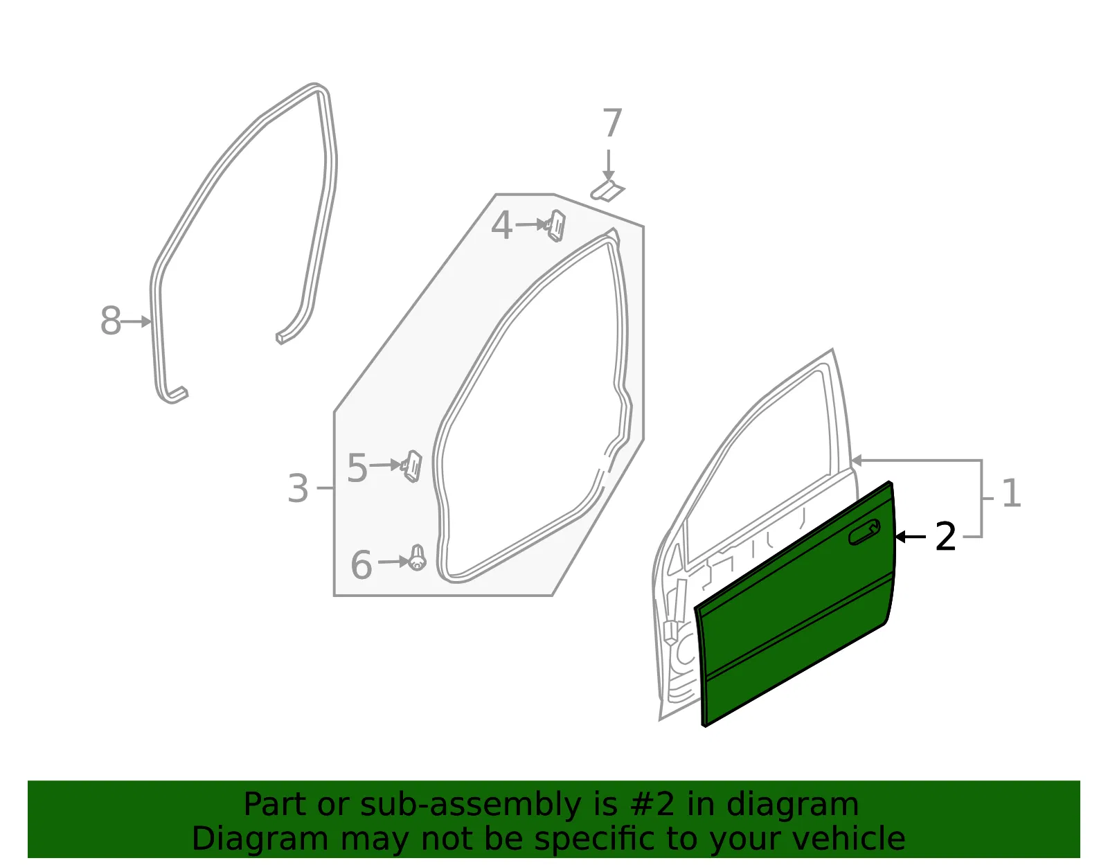 Driver Side Front Door Outer Panel - GM (96897331) - view 3