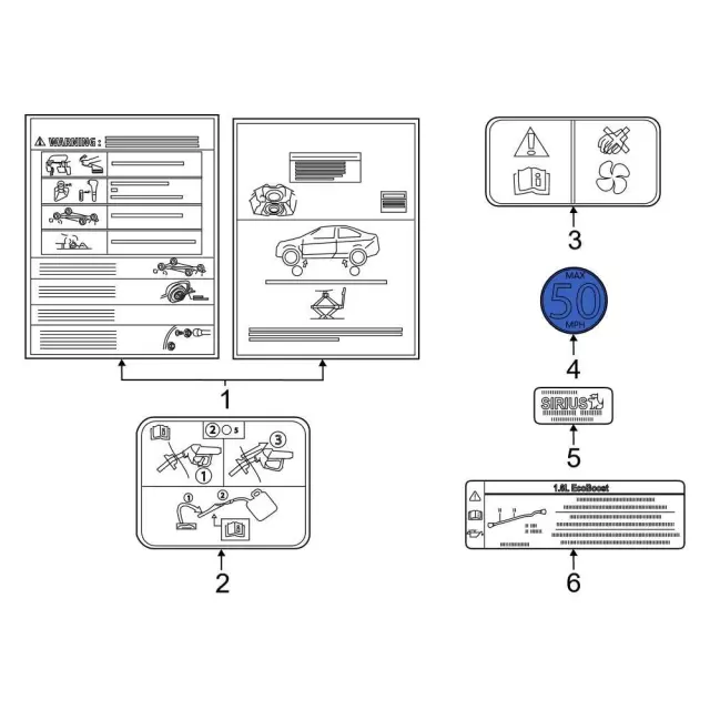 Caution Label - Ford (97bz19a354a) - view 2
